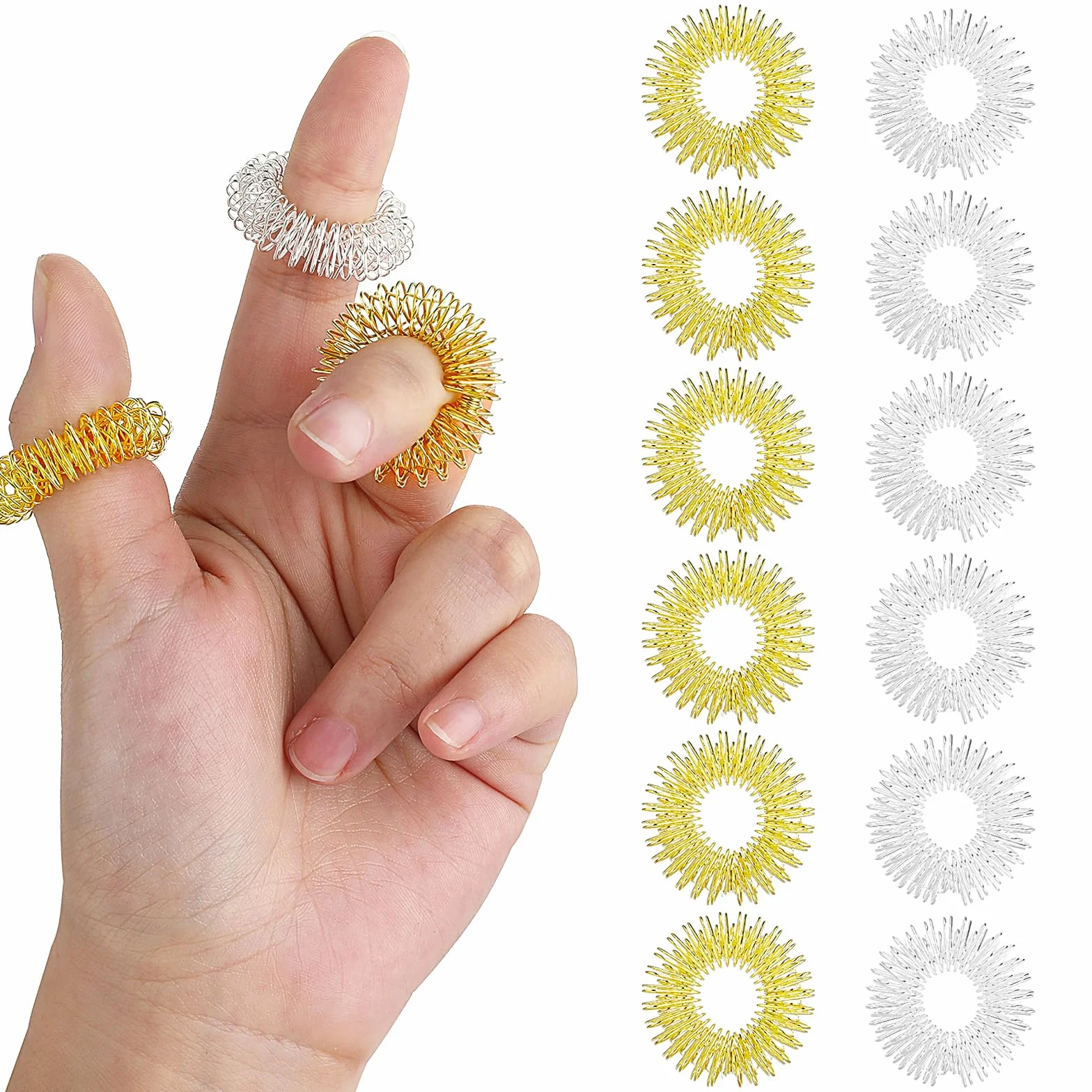 ASTER 12 sztuk kolczastych pierścieni z czujnikiem palca akupresury zestaw świetny Spikey Fidget pierścień sensoryczny Fidget zabawki do cichego redukcji stresu i masażera