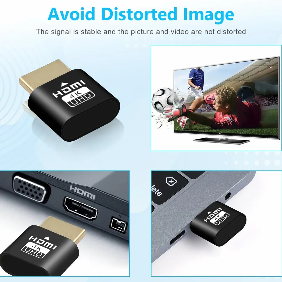 AXFEE HDMI Dummy Plug Emulator wyświetlania, Wirtualne gniazdo HDMI 4K, bezgłośny emulator wyświetlacza z duchem Premium Aluminum PC (pasuje do zestawu Headless-1920x1080@ 60Hz-1Pack)