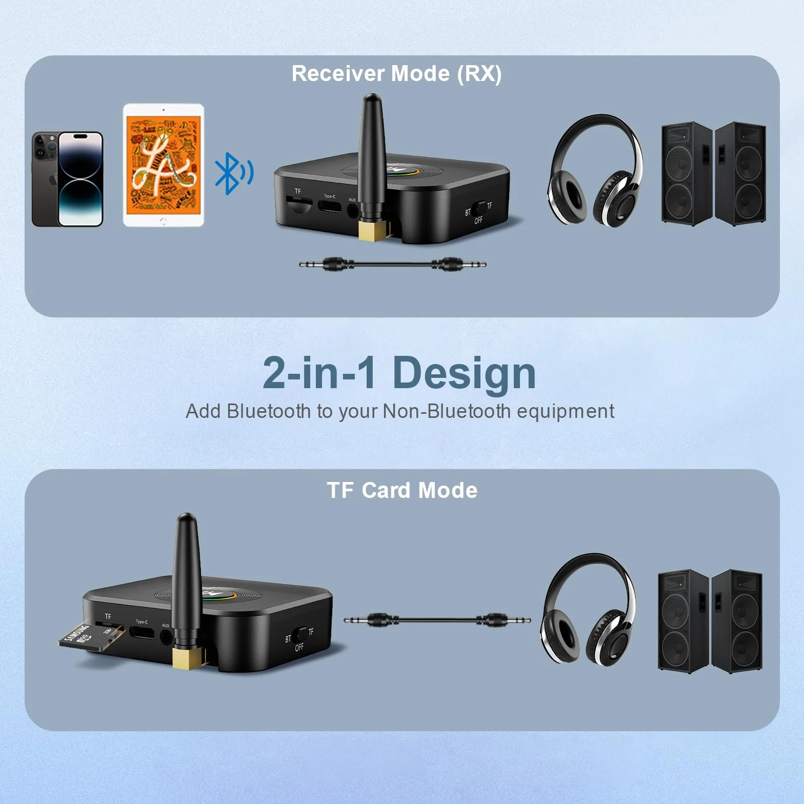odbiornik Bluetooth 5.1, odbiornik, bezprzewodowy adapter audio 2 w 1, z optycznym koncentrycznym złączem AUX 3,5 mm RCA AUX, do samochodowego zestawu stereo, wzmacniacza