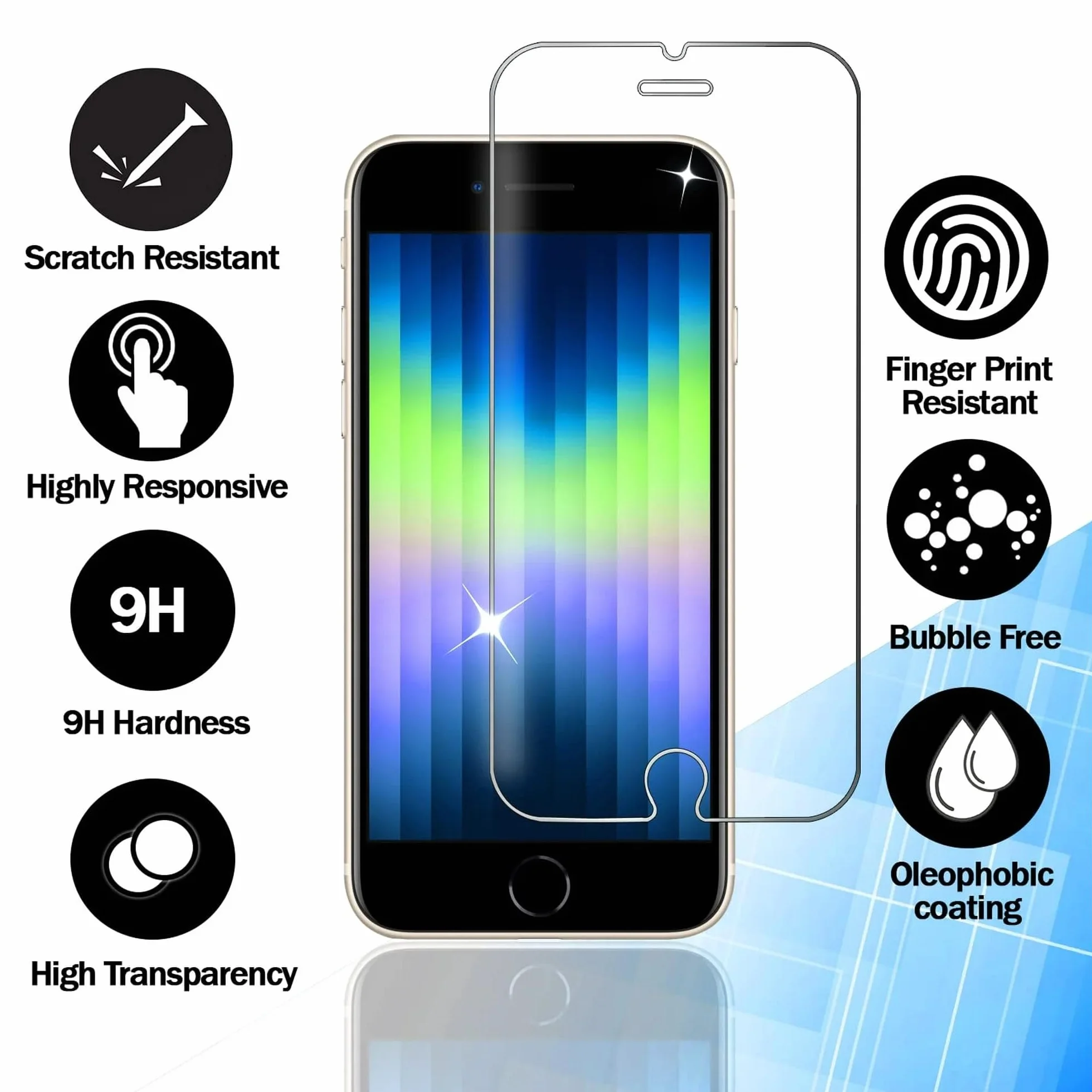 Szkło hartowane pancerne do iPhone SE3 2022 SE2 2020 8 7 6S 6 3 sztuki