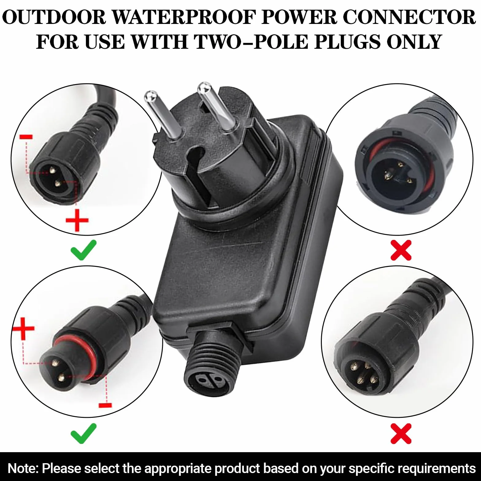 Zestaw adapterów zasilających 12 V DC 1 A, zasilacz do łańcucha świetlnego, wodoszczelność IP44, wtyczka UE, oświetlenie ogrodowe, adapter LED 12 V z ochroną napięcia do reflektorów