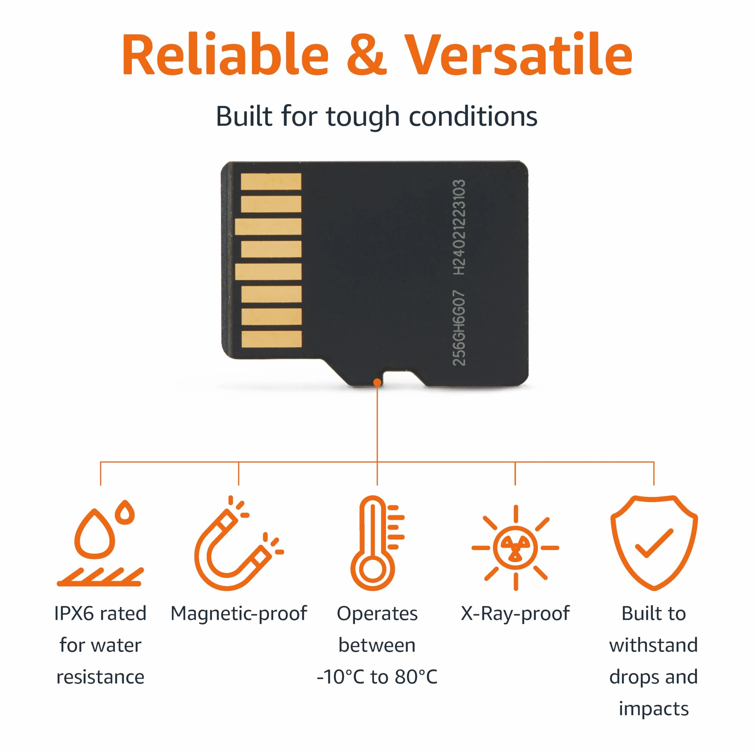 Amazon Basics Karta pamięci microSDXC 256 GB z adapterem, prędkość odczytu do 200 MB/s, 1 sztuka