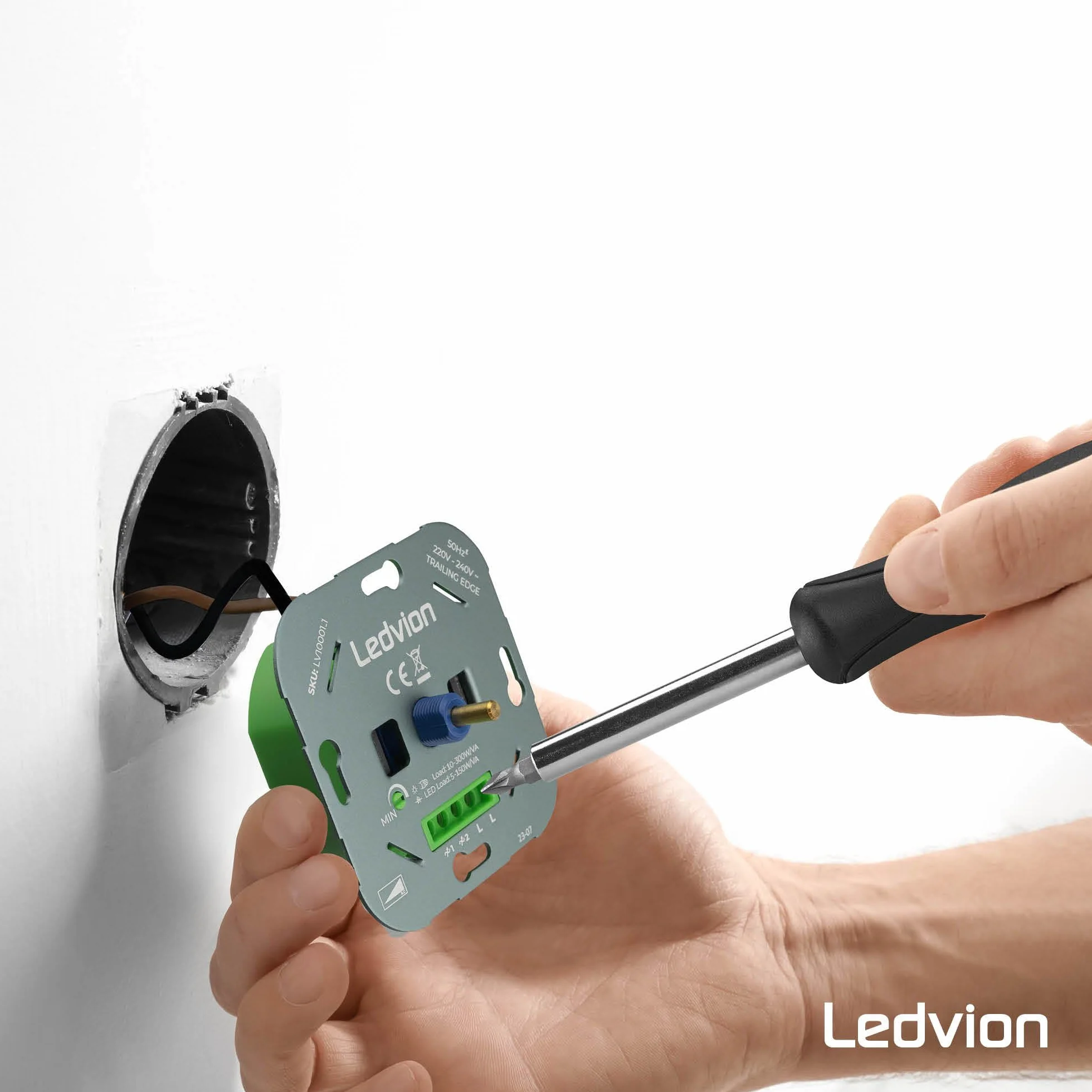Ledvion Ściemniacz LED 3-250 W | 220-240 V | sekcja fazowa uniwersalna | ściemniacz obrotowy podtynkowy ściemniacz do ściemnianych diod LED | LED 3-250 W i halogeny 3-300 W | ściemnianie lamp od 0 do