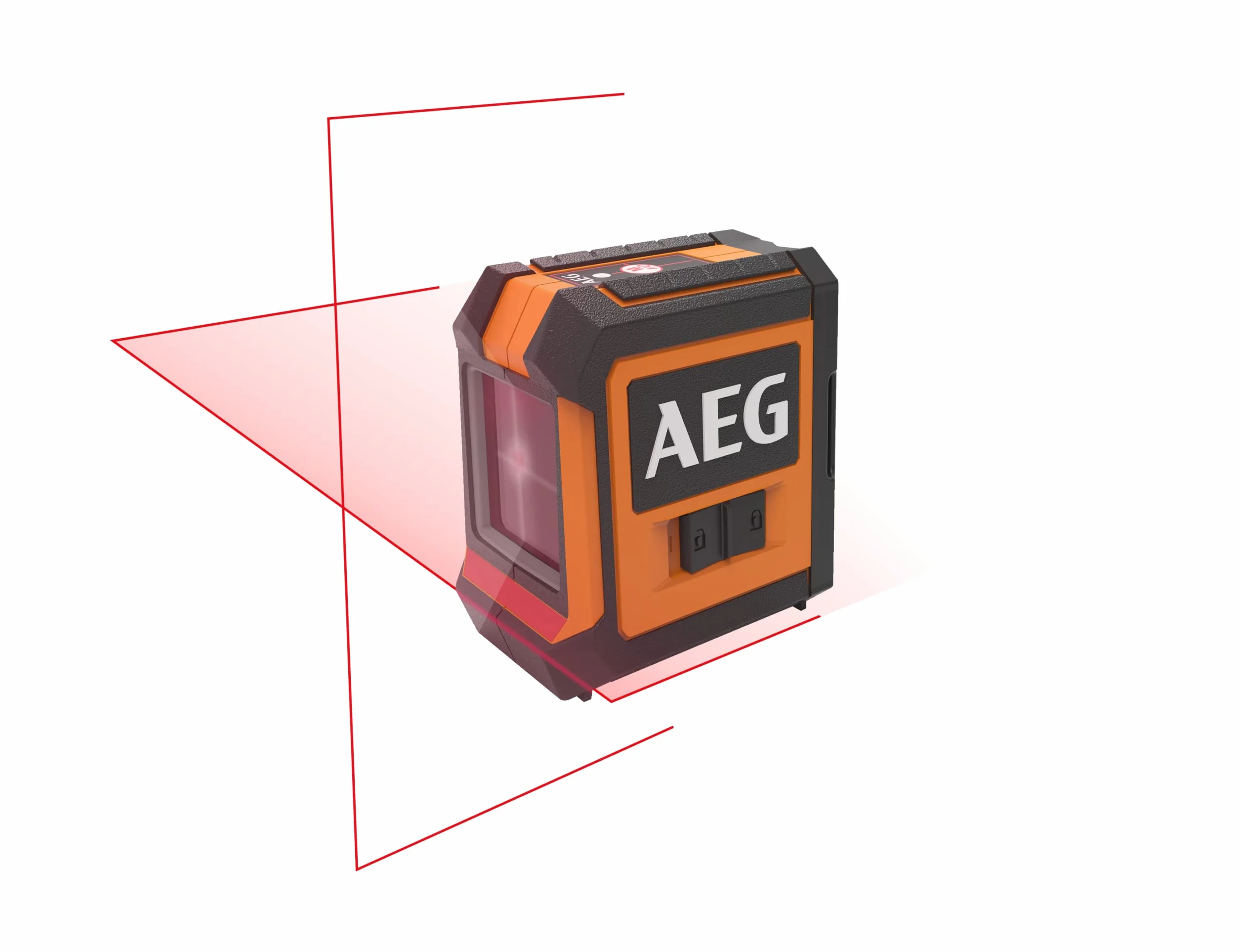 AEG CLR215-B Czerwony Laser Krzyżowy, Zasięg 15 m, Laser Czerwony, 2 Linie, Zestaw Zawiera Pokrowiec, 2 Baterie AA, Uchwyt Magnetyczny