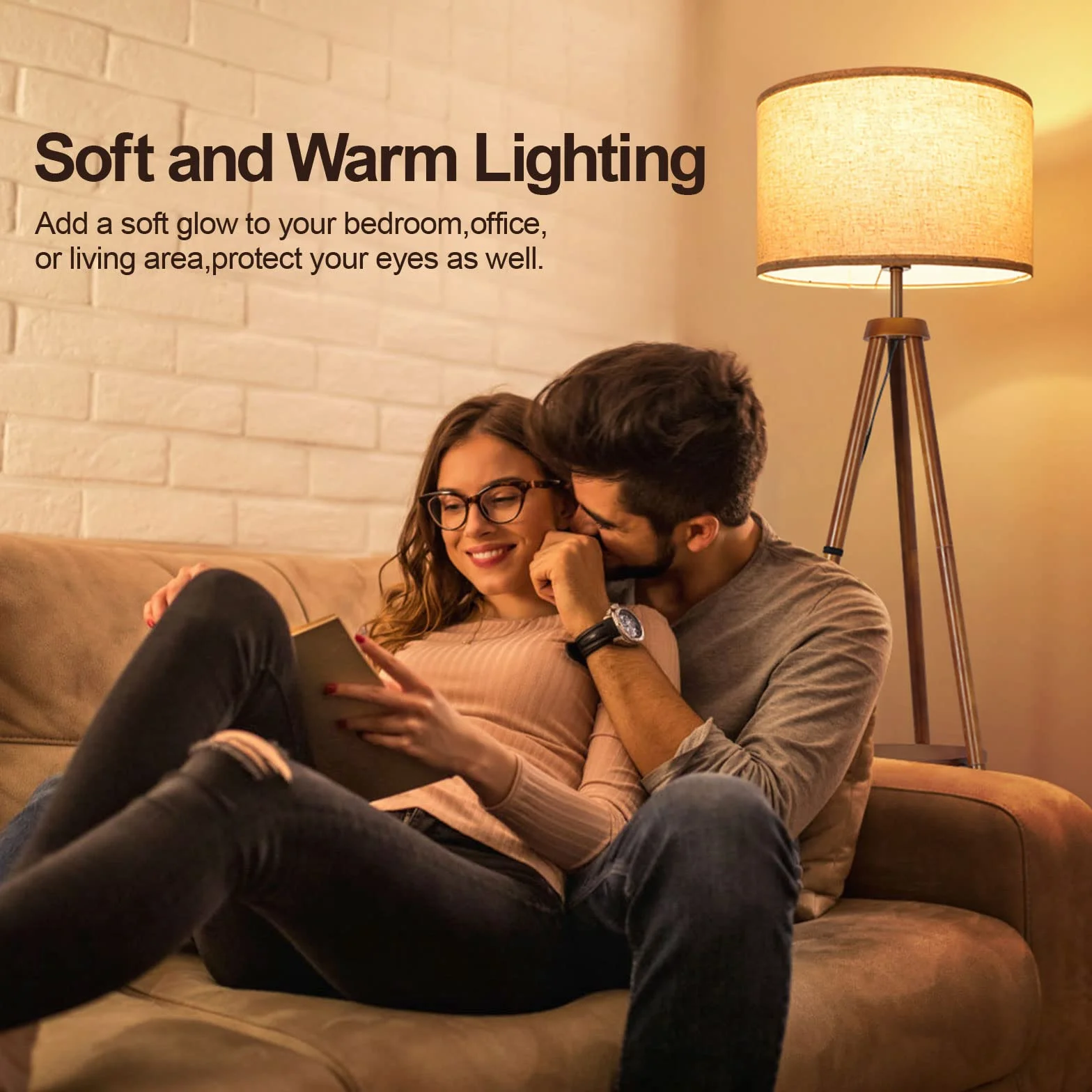 OUTON LED Przyciemniana Lampa Podłogowa na Trójnogu z Pilotem, Regulowane 4 Temperatury Barwowe, 1-Godzinny Timer, Stojąca Lampa z Beżowym Kloszem do Salonu, Sypialni, Biura (Brązowa)