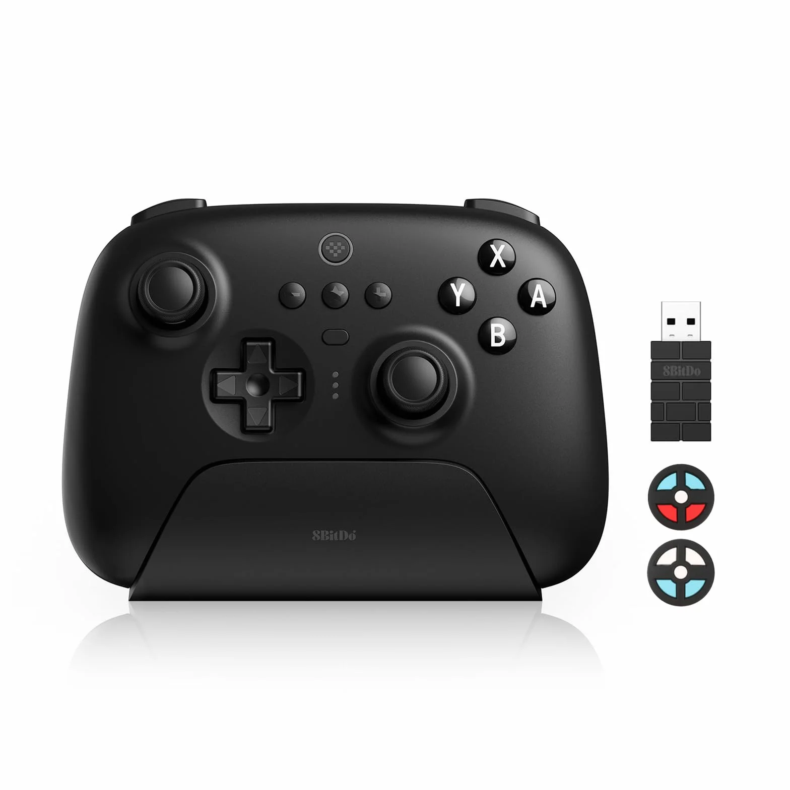 8Bitdo Ultimate Bluetooth i Kontroler 2.4g Ze Stacją ładującą Godziny Gry 22, Bezprzewodowy Kontroler Przełączników Kontroler Gier Kabel USB Gamepad do Przełącznika i Systemu Windows (Czarny)