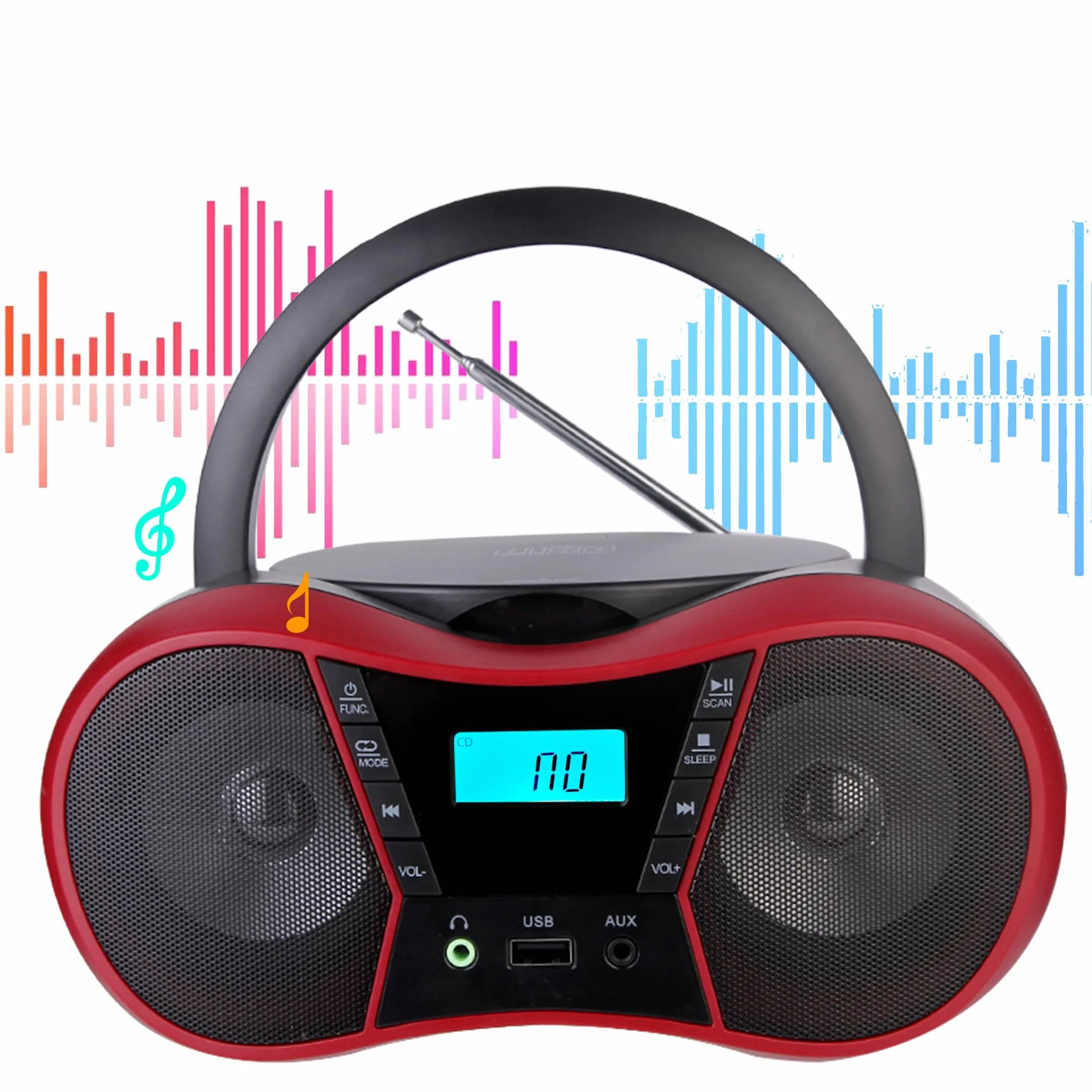 Przenośny odtwarzacz CD Boombox Bluetooth AUX USB FM stereo