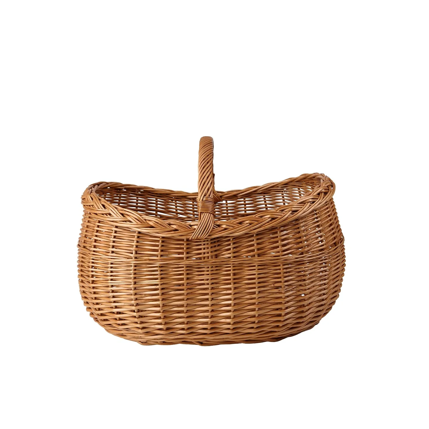 e-wicker24 Duży kosz kominkowy z wikliny w naturalnym kolorze, wiklinowy kosz na drewno kominkowe