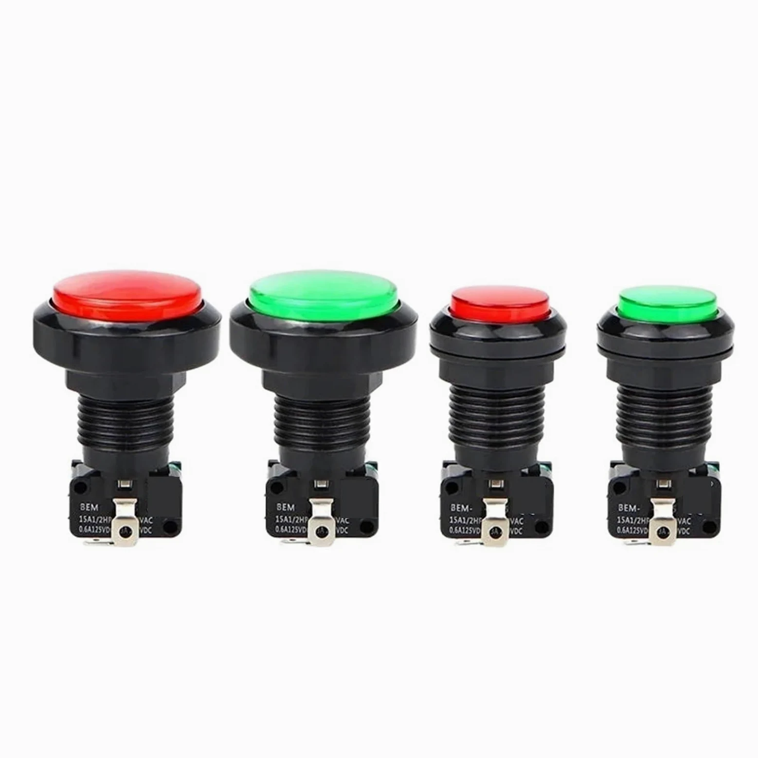 5 sztuk konsoli do gier, przyciski, srebrne, kontaktowe, samo-resetowane, okrągłe, średnie, małe, 34 mm, 45 mm, z przełącznikiem 15 A, 25 mm, otwór 1NO 1NC (45 mm zielony, 5 szt.)