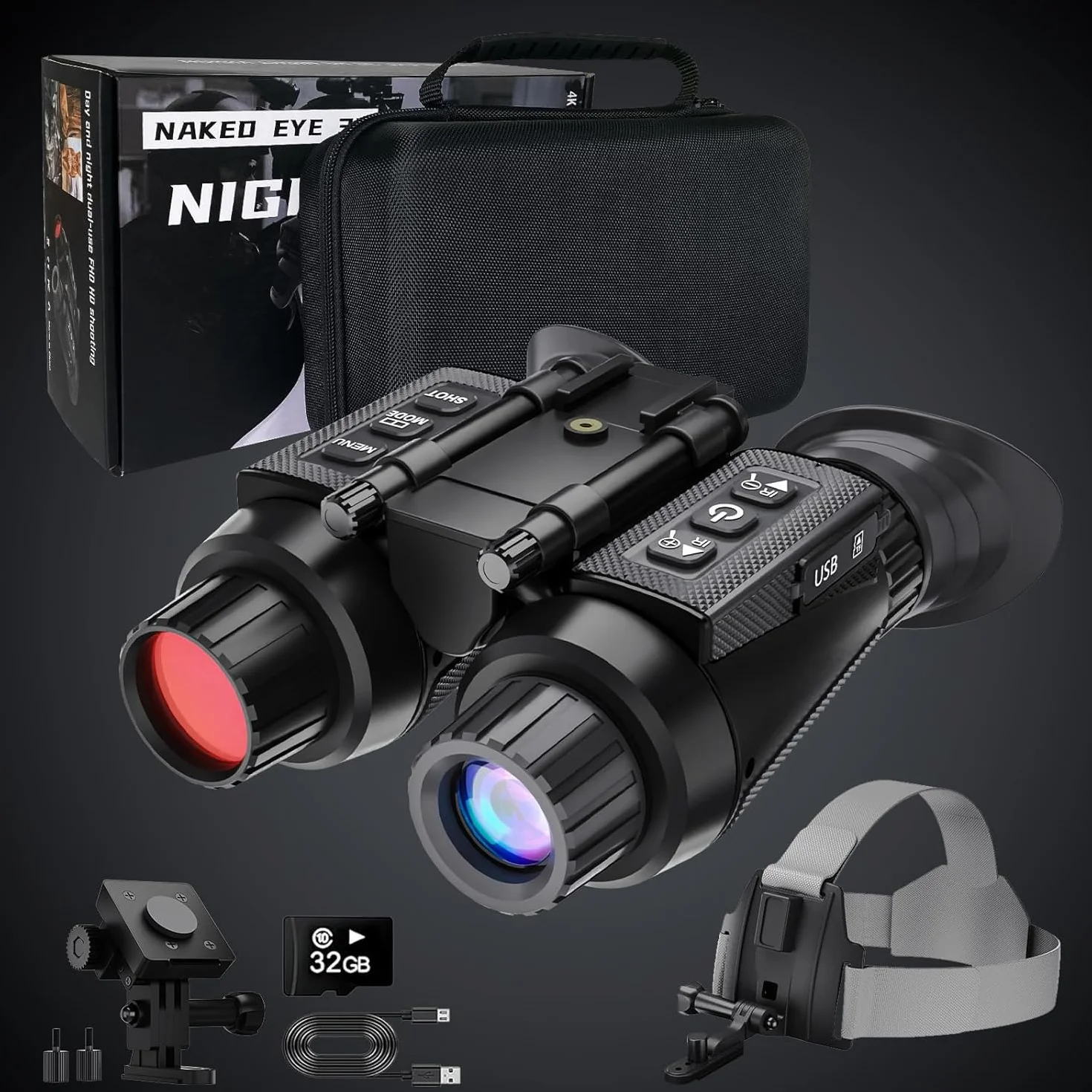 Noktowizor 3D 8x zoom cyfrowy lornetka na podczerwień 4K dla dorosłych karta 32 GB