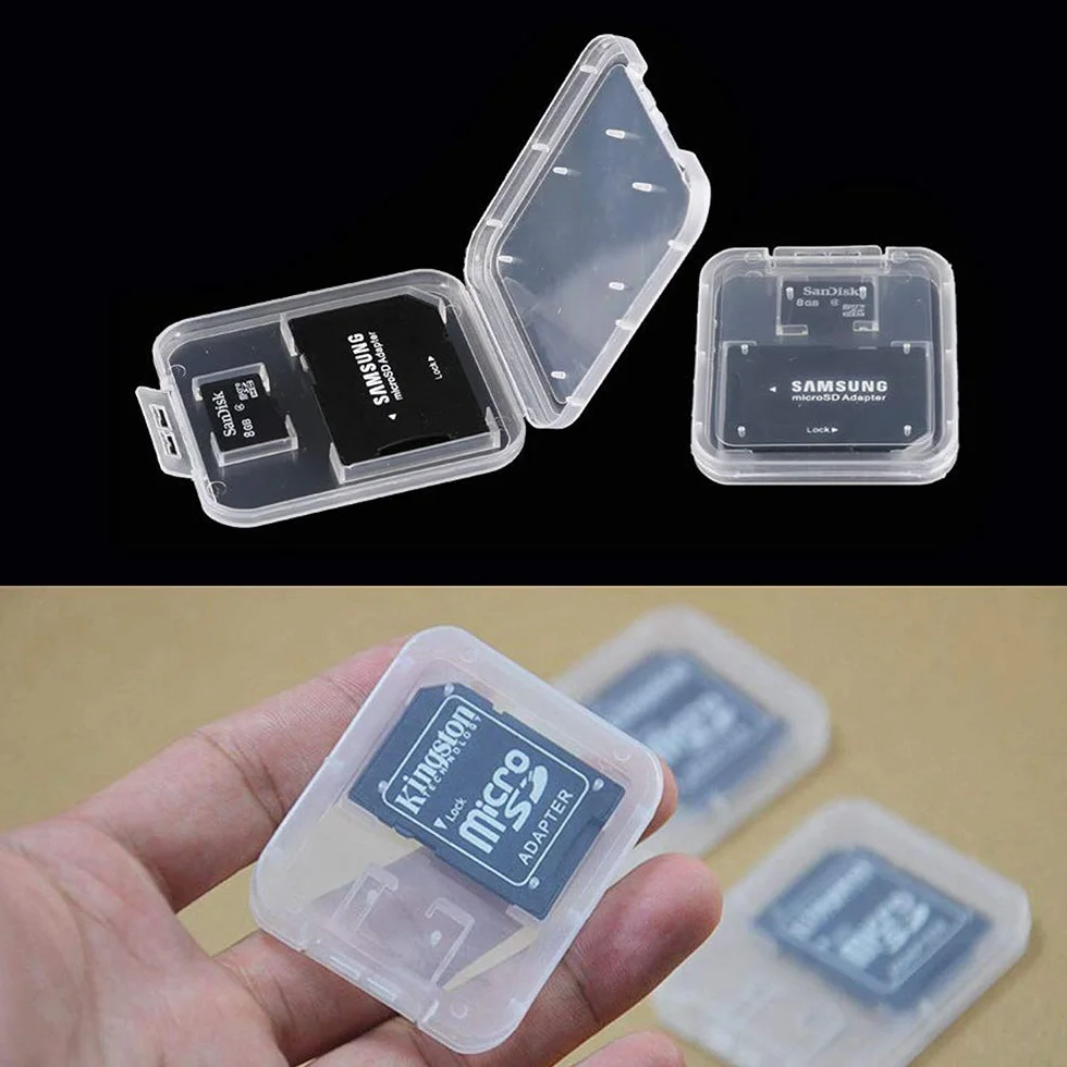 Etui na karty pamięci plastikowe przezroczyste do kart micro SD CF XD TF SIM NM nano