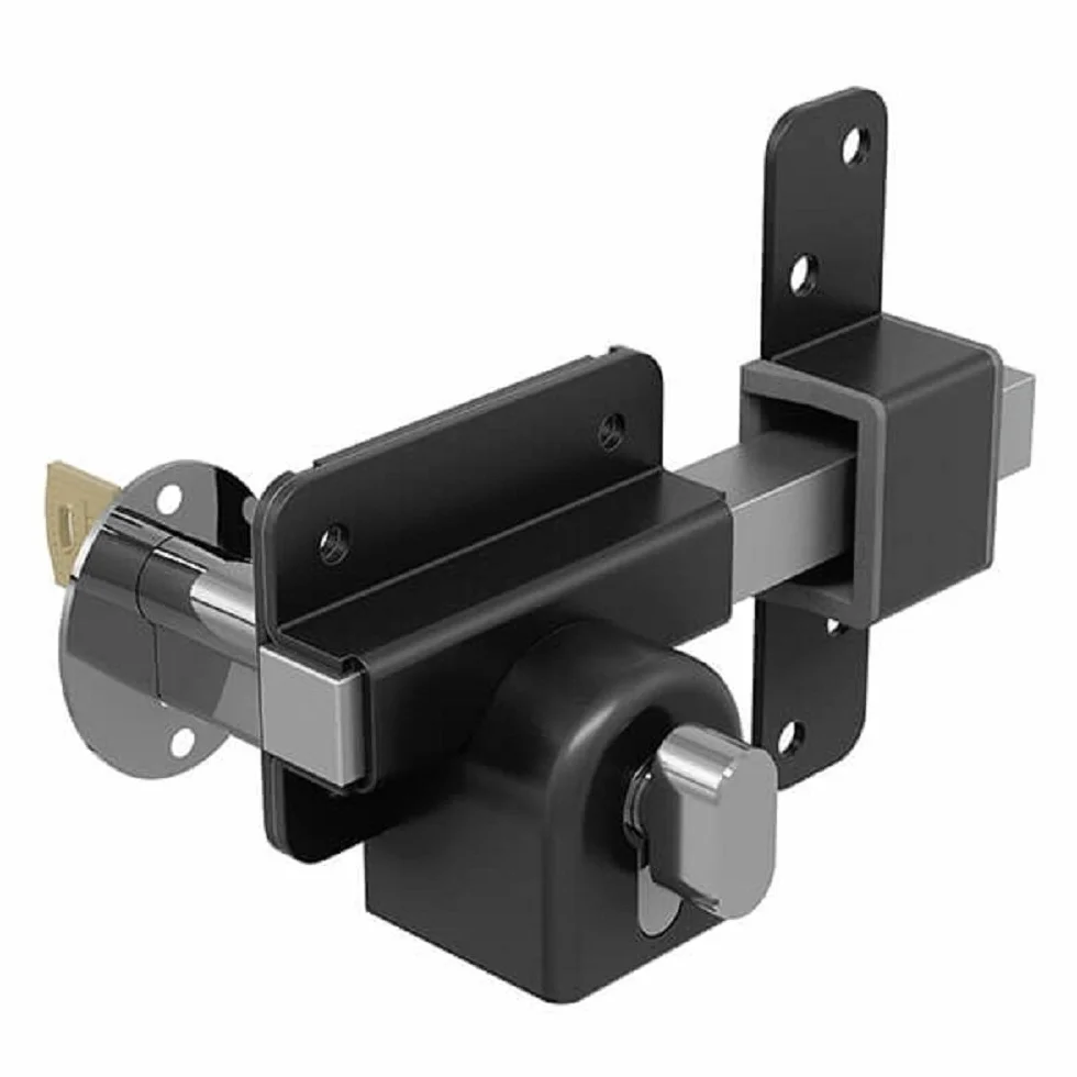 Gatemate 1490116 Euro profil, 70 mm, pojedyncza blokada, długa rzut do drzwi garażowych, zamek do bramy ogrodowej, z 5 kluczami, zestaw montażowy i obrót kciukiem