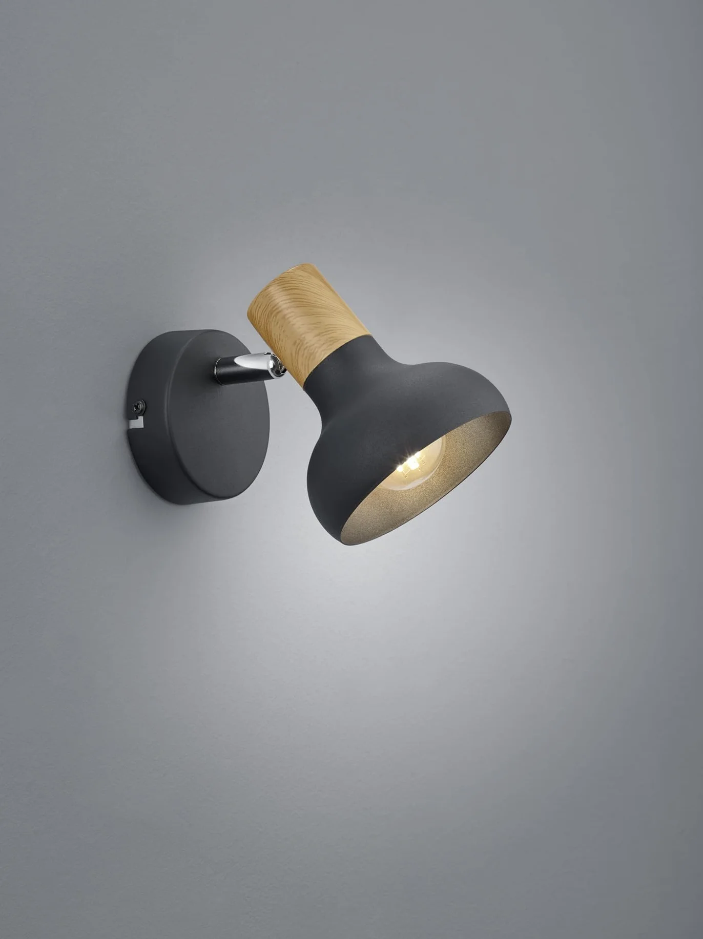 Reality Leuchten lampa punktowa ścienna Latika R81521032, metal czarny matowy, imitacja drewna, bez 1 x E14