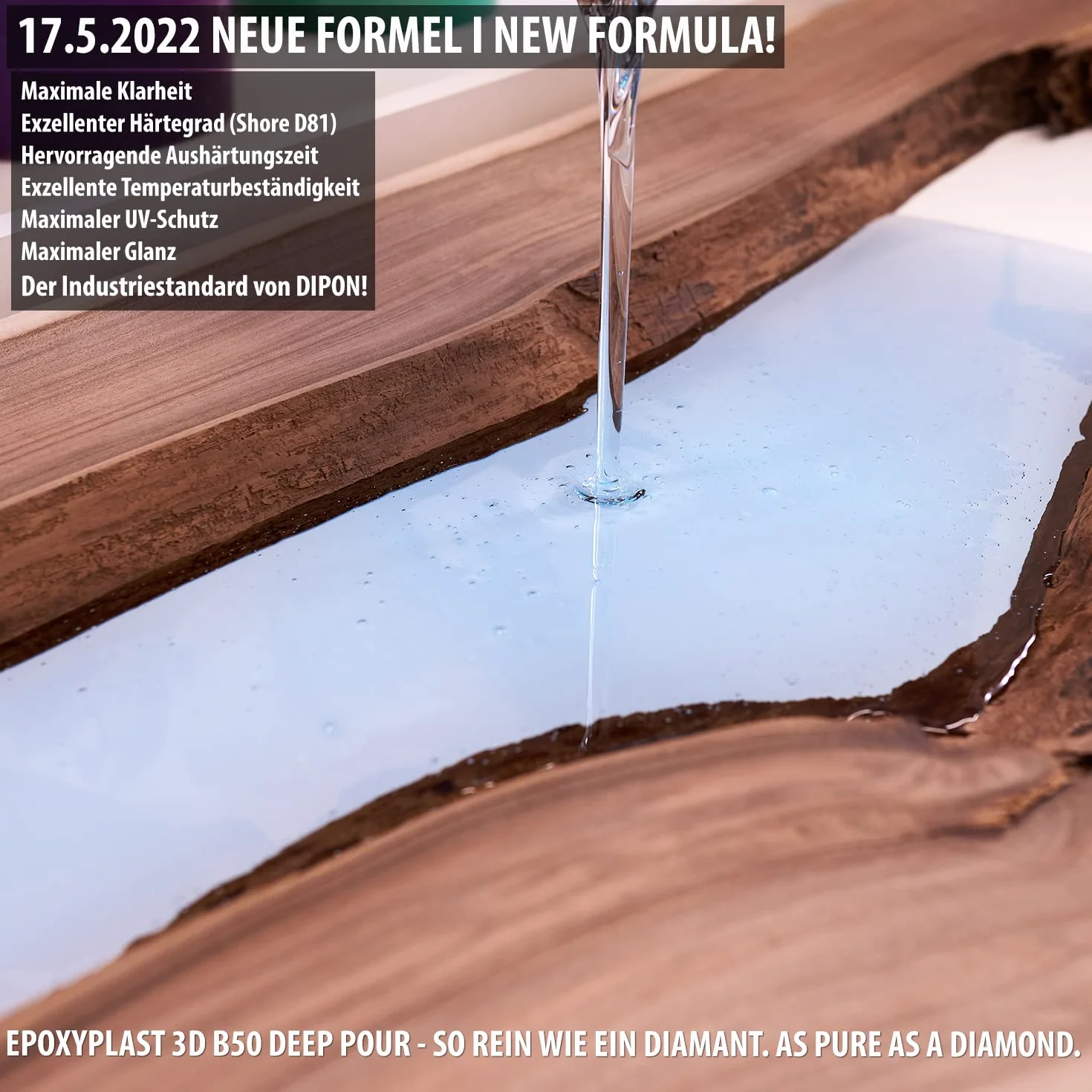 3,0 kg Ultra przezroczysta żywica epoksydowa EpoxyPlast 3D B50 DEEP POUR dwuskładnikowy efekt wody I bardzo dobra ochrona przed promieniowaniem UV Biżuteria I żywica odlewnicza I produkt przezroczysty