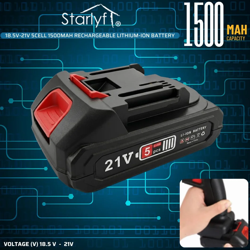 STARLYF Akumulator litowo-jonowy do myjki wysokociśnieniowej High Pressure Cleaner, 21 V, 1500 mAh (maszyna nie jest dołączona)