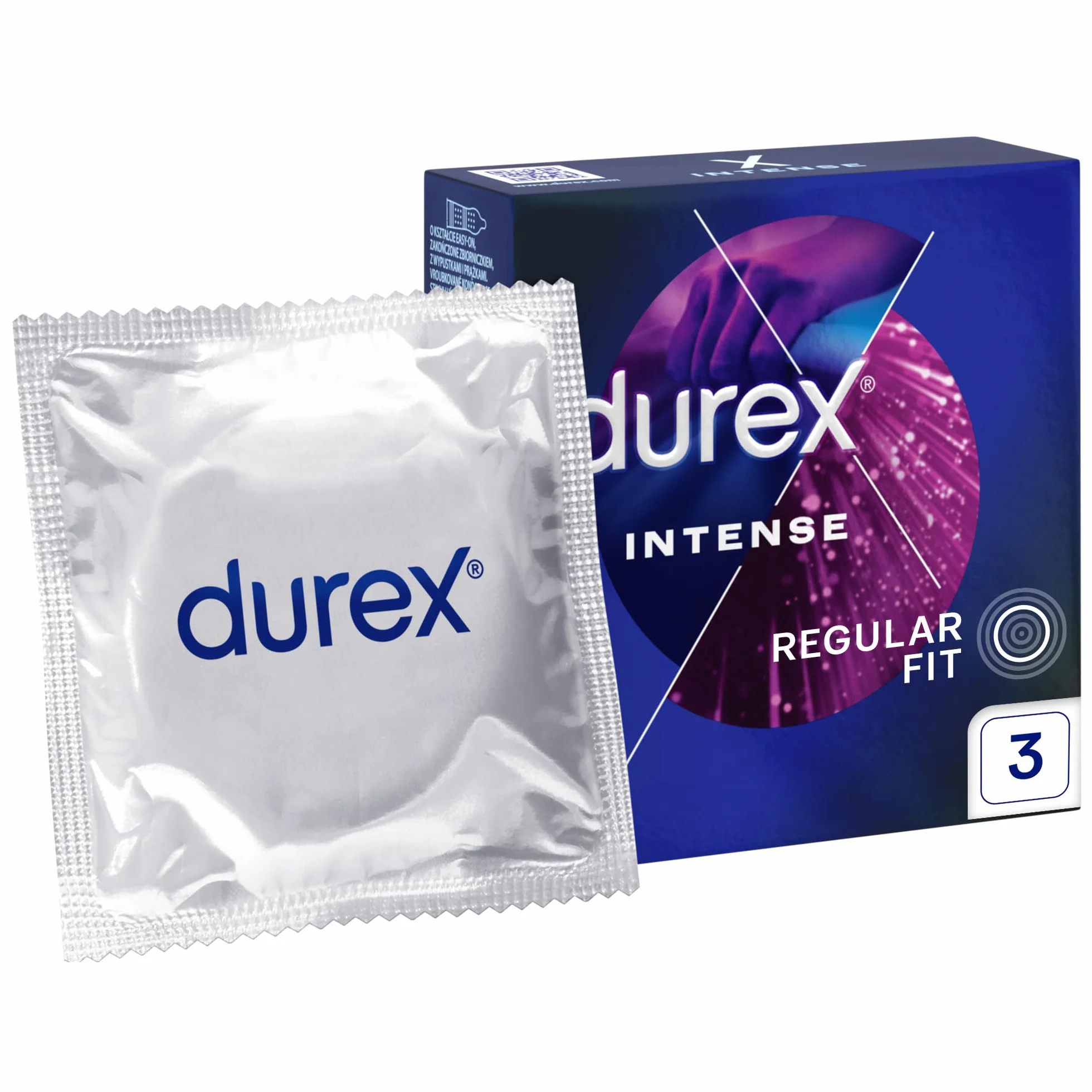 Durex Intense Prezerwatywy z wypustkami i prążkami dla dwojga 3 szt.