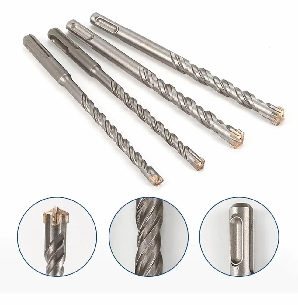 Zestaw wiertła obrotowego SDS Plus， Wiertło do muru SDS Plus z końcówką węglikową z podwójnym gwintem 10-28 mm do kamienia betonowego | 22mm