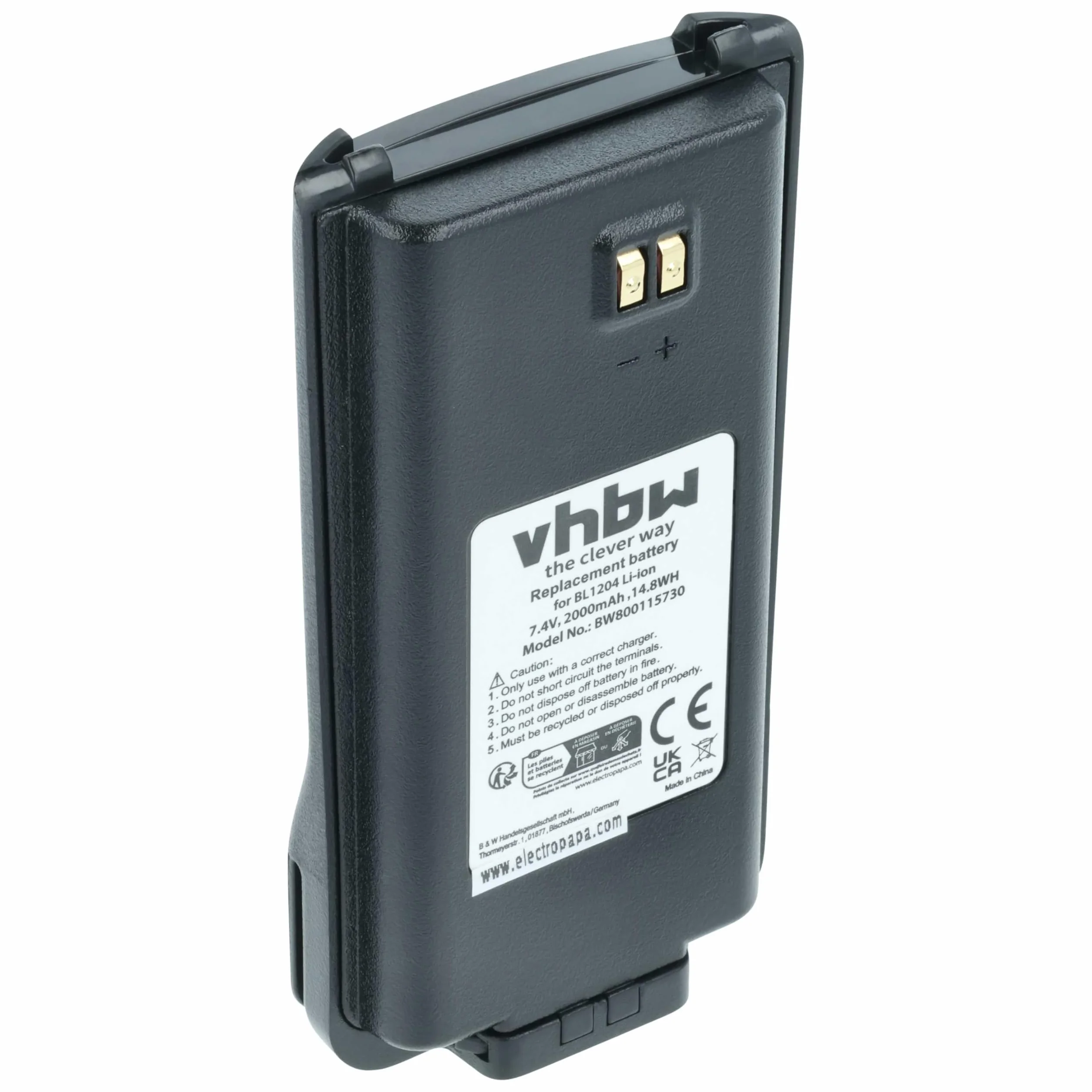 vhbw akumulator litowo-jonowy 2000 mAh (7,4 V) pasuje do radiotelefonu, Walkie Talkie HYT/Hytera TC-610, TC-610P, TC-610S, TC-618, TC-620, TC-626