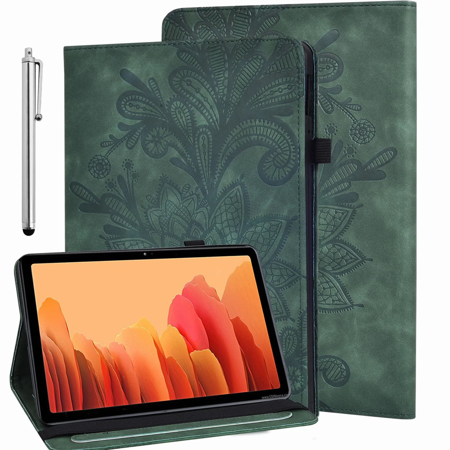 GLANDOTU Etui do Xiaomi Pad 5 / Pad 5 Pro 11 cali 2021 z folią ochronną i rysikiem Stylus – (automatyczne uśpienie / budzenie się), ultra cienki uchwyt na długopis, skóra PU Cover Case do Xiaomi Pad 5 etui (zielone)