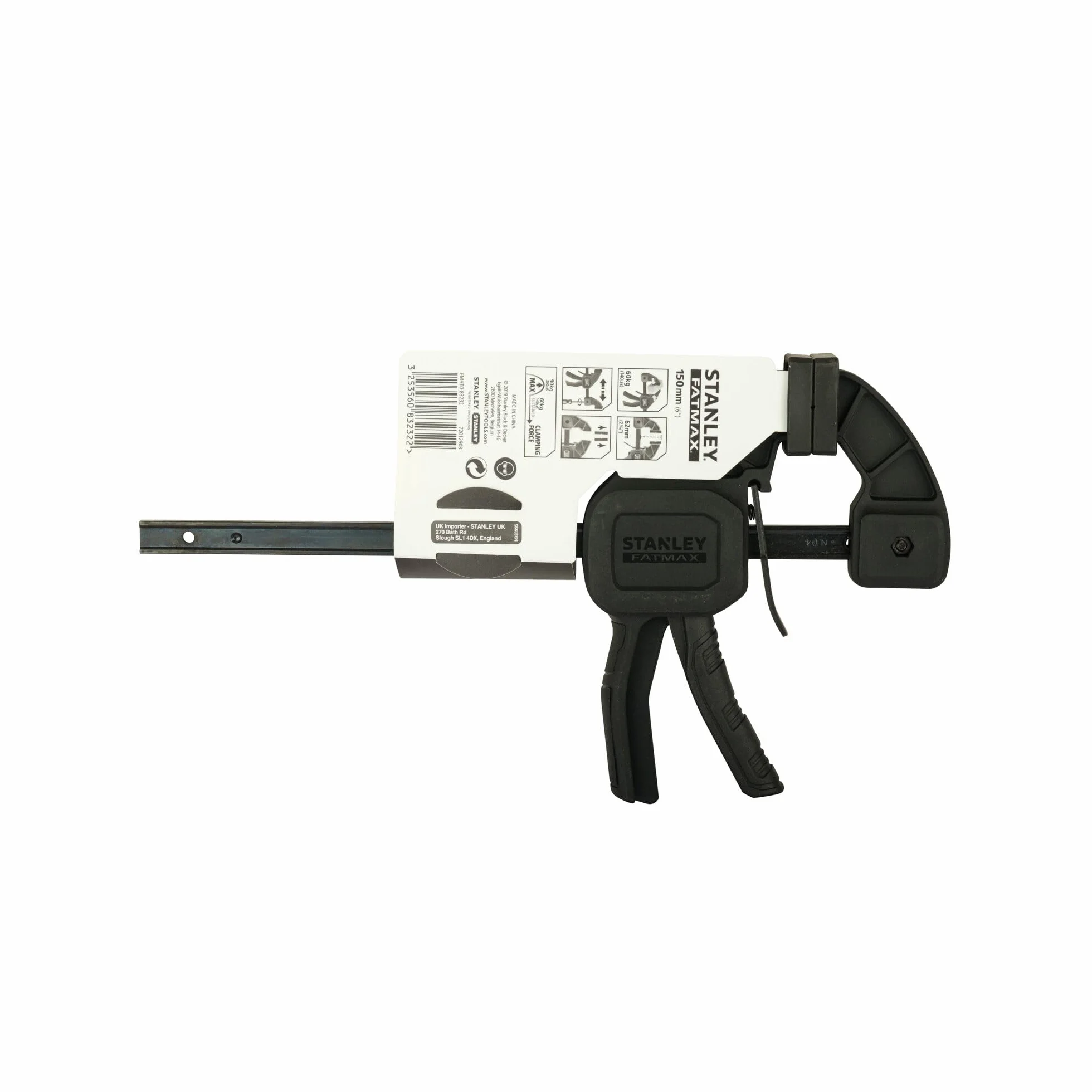 Stanley Zacisk jednoręczny (rozmiar M, siła mocowania 45 kg, rozpiętość 150 mm, długość 325 mm, szerokość rozpórki 130-270 mm) FMHT0-83232