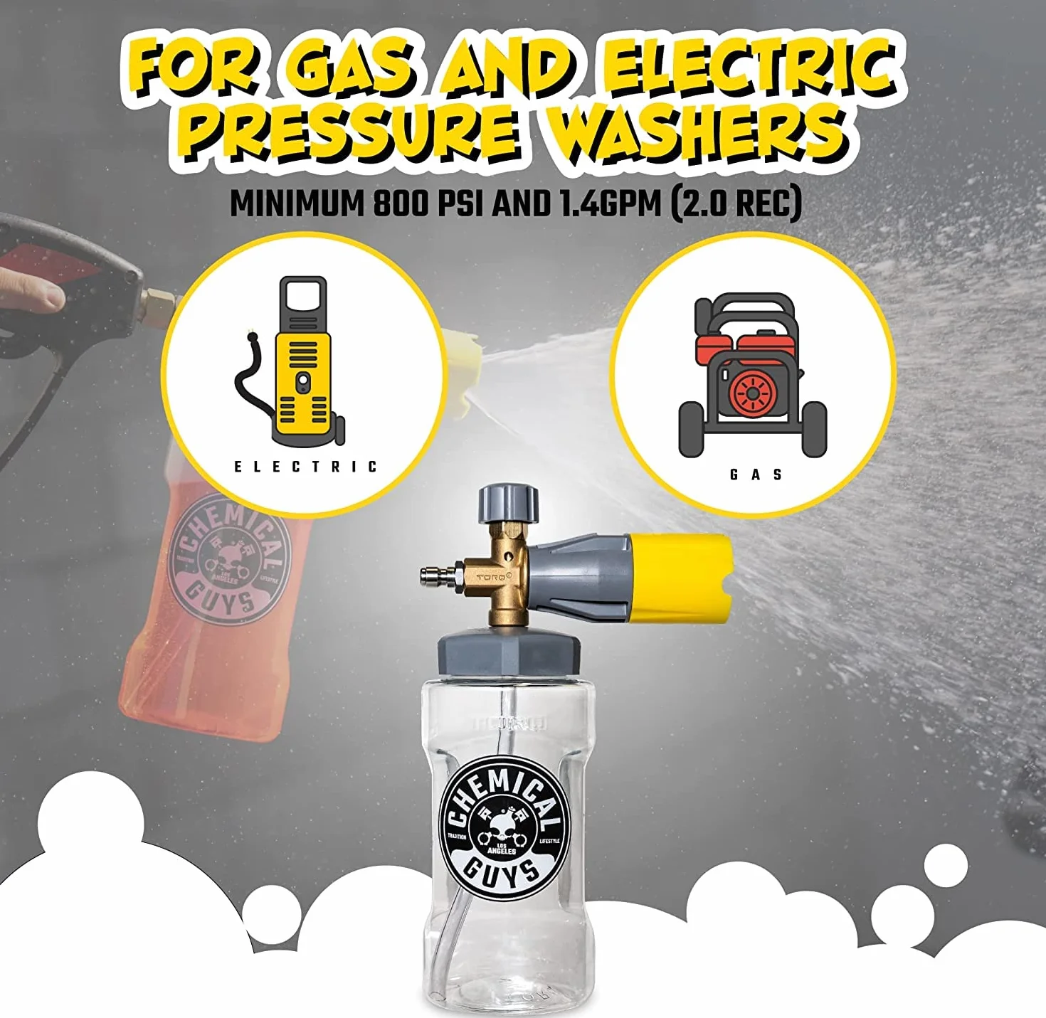 Chemical Guys EQP324 Big Mouth Max Release Foam Cannon (pistolet piankowy do mycia samochodu, mycia w domu i mycia łodzi, które łączy się z myjką ciśnieniową) butelka 970 ml