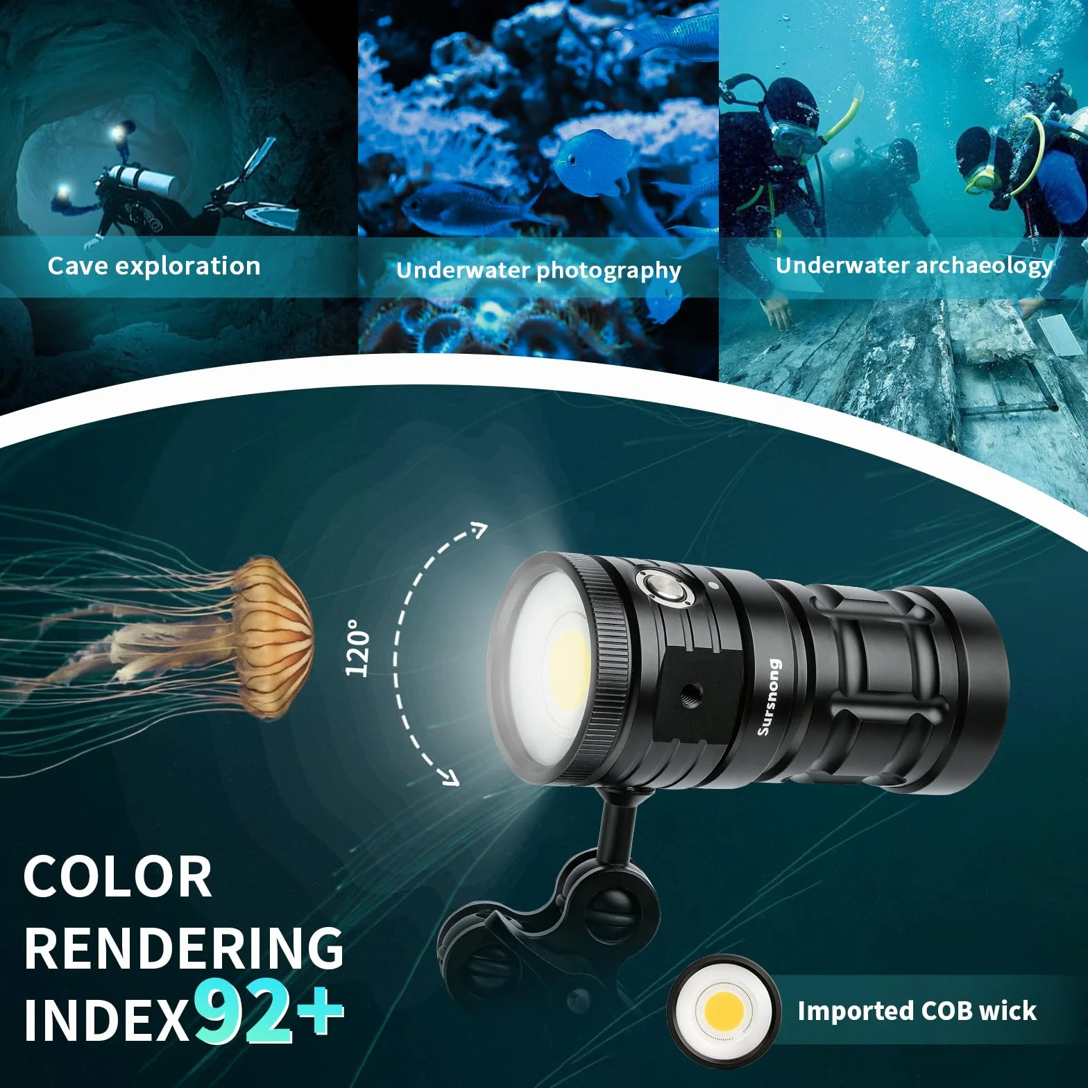 Starshine SE 7500 Lumens Dive Light profesjonalna lampa podwodna 92 CRI 5200K biały światło USB-C