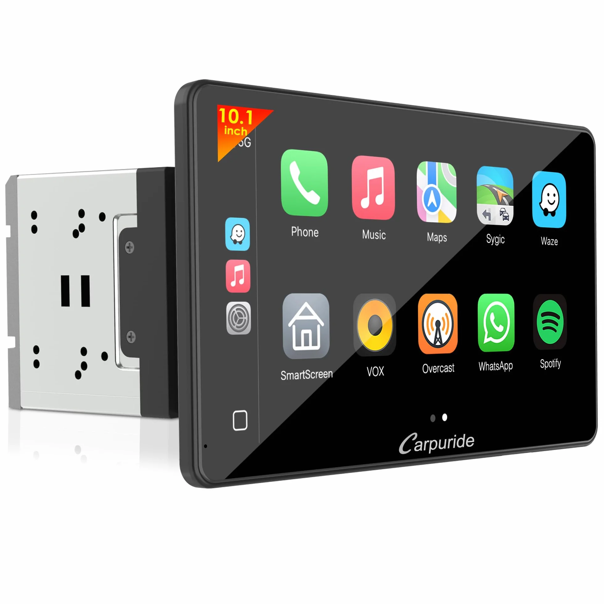 Carpuride YT101S radio samochodowe z podwójnym DIN, bezprzewodowe CarPlay i Android Auto, ekran dotykowy 10,1" HD