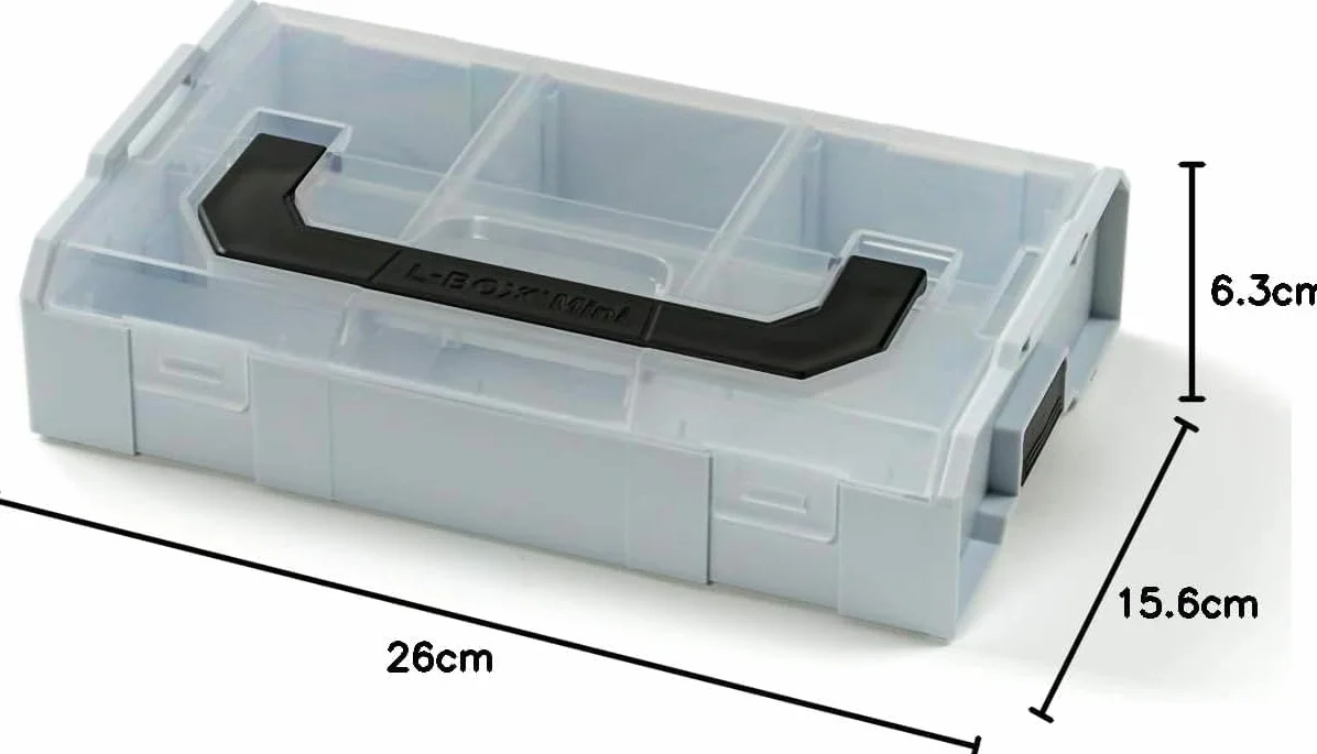 L-BOXX Mini zestaw 9 szt. – jasnoszary, z przezroczystą pokrywką, wysokiej jakości pudełka do przechowywania śrub i kołków, kompatybilne z systemem Bosch, nadają się do kontaktu z żywnością, można