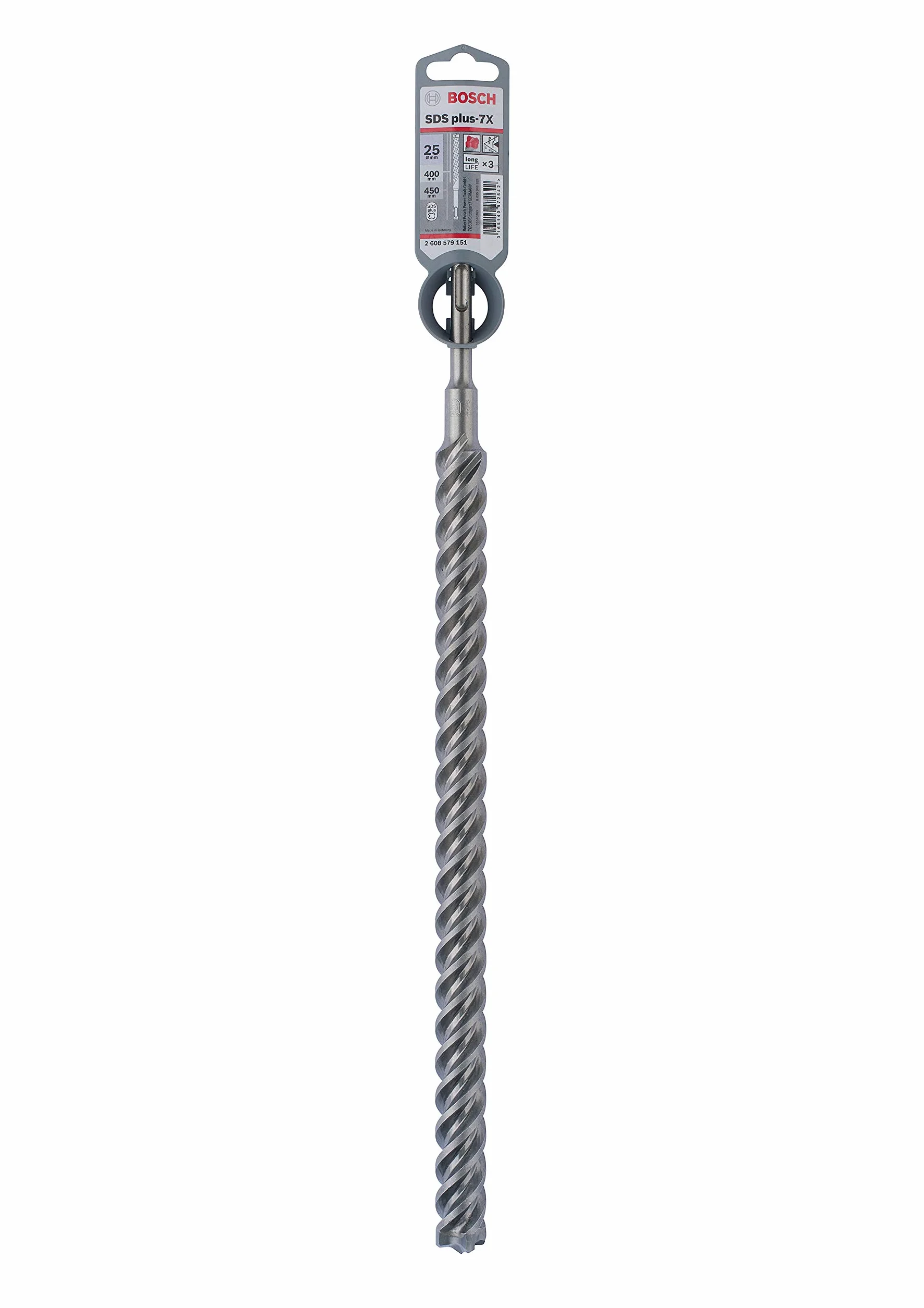 Bosch Professional 2608579151 SDS plus-7X wiertarka udarowa (do betonu i muru, 25 x 400 x 450 mm, akcesoria młotkowe), 450 mm