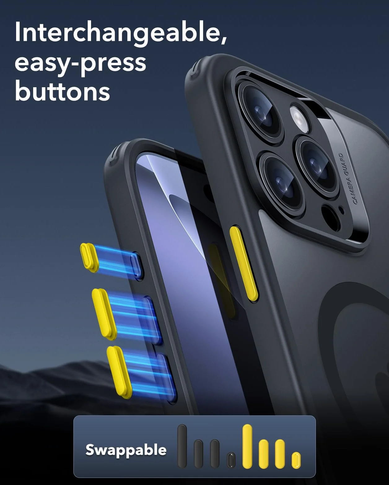 ESR Etui do iPhone 16 Pro półprzezroczyste matowe MagSafe ochrona klasy wojskowej czarne