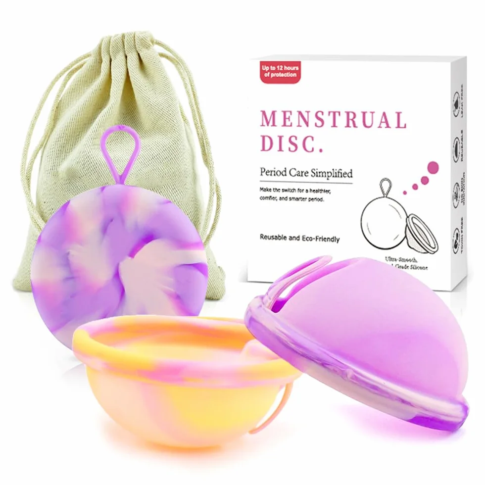 Kubek menstruacyjny, miękki kubek menstruacyjny wielokrotnego użytku, wielokrotnego użytku z 1 krążkiem menstruacyjnym S i kubkiem menstruacyjnym 1L, wykonany w 100% alternatywa dla aktywnych