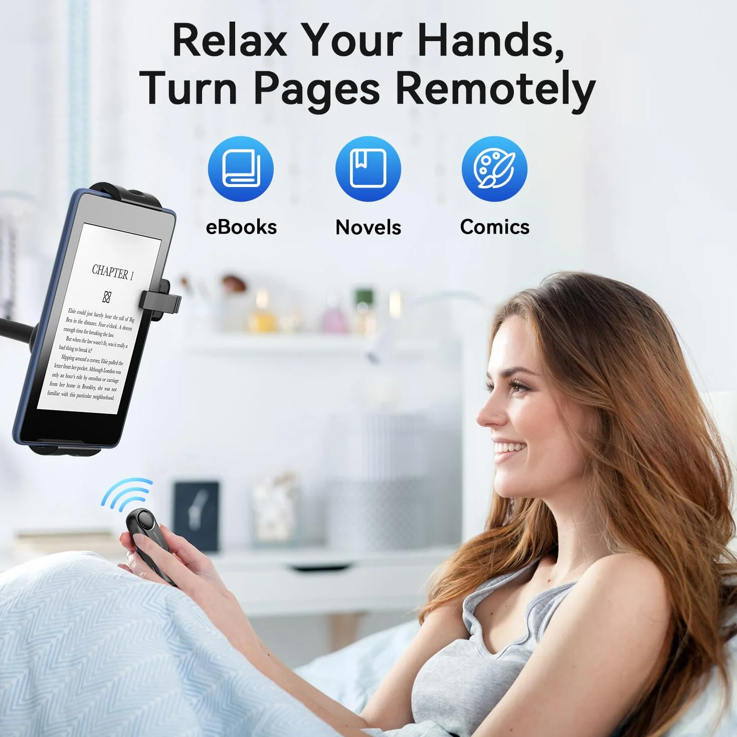Kontroler e-czytnika do Kindle iPad iPhone Android, zdalne przewracanie stron, czarny