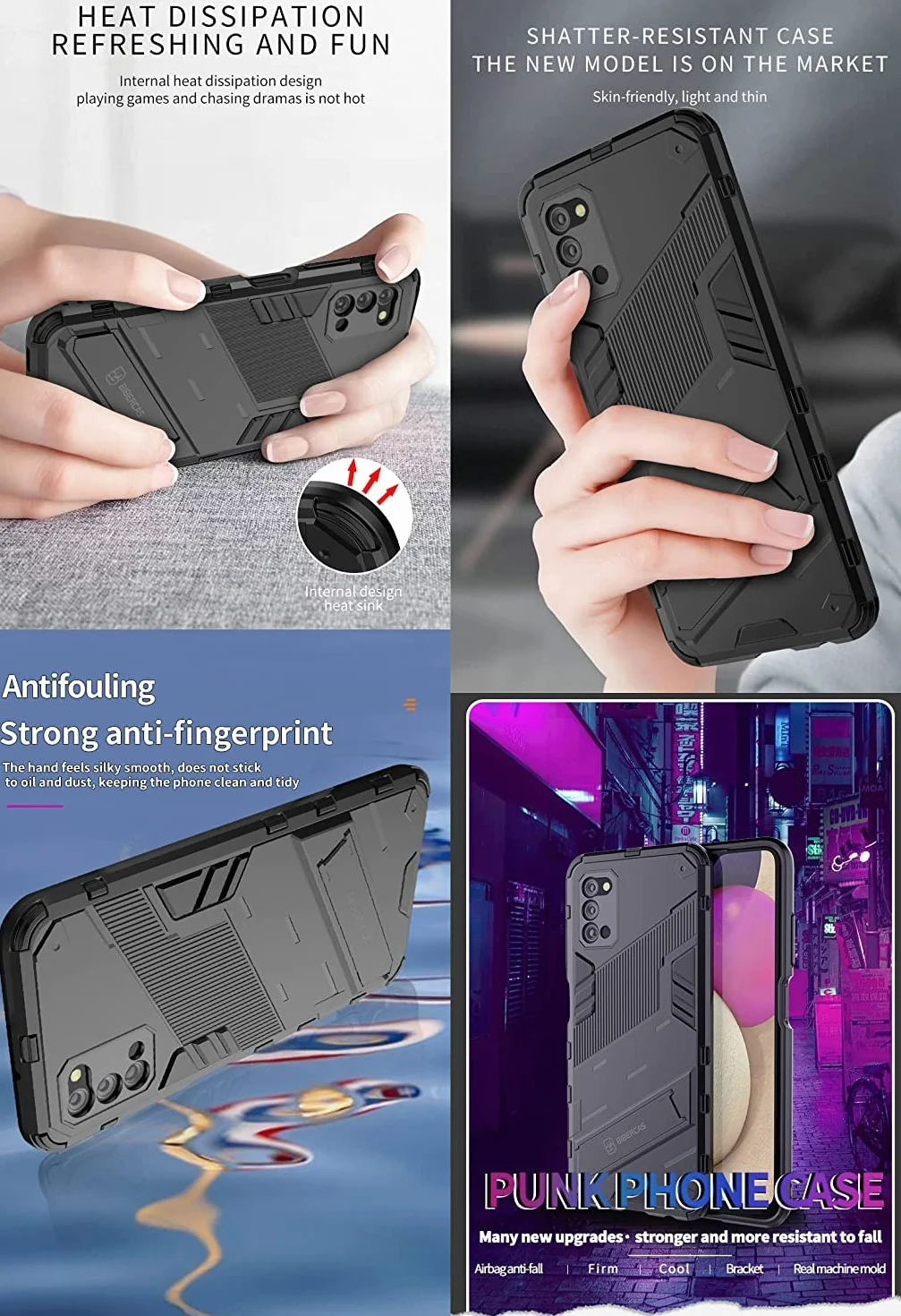 Etui na Xiaomi Poco F6, pokrowiec ochronny ze stojakiem, odporny na wstrząsy futerał pancerz hybrydowy pokrowiec - szary