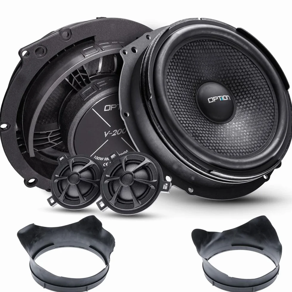 Option System głośników przednich AIR kompatybilny z VW T5/T6-100% Plug & Play - w zestawie pierścienie uszczelniające głośnikowe - 100 W RMS, wydajność 91 dB