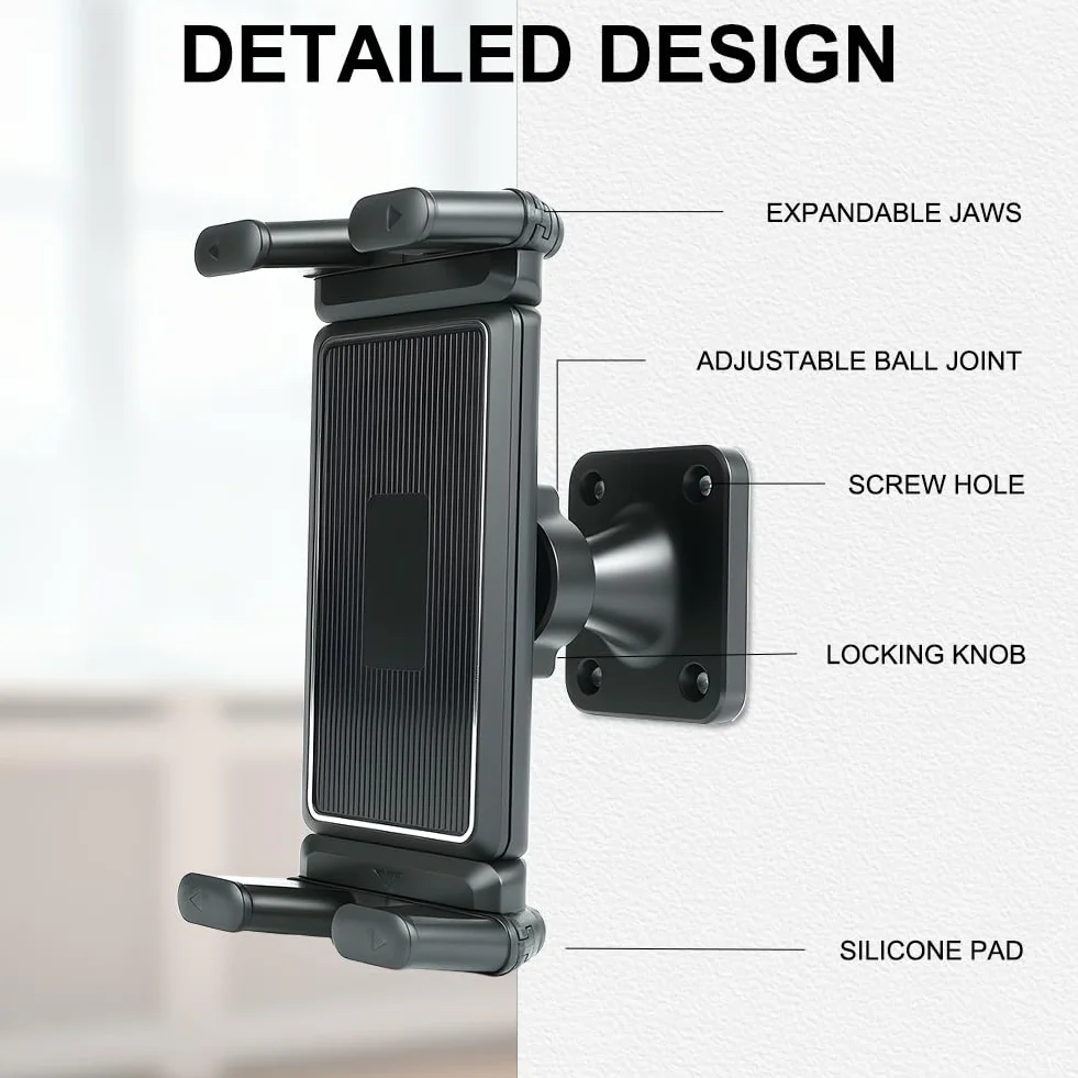 HOTUT Uchwyt ścienny na tablet, aluminiowy uchwyt ścienny na iPada, regulowany o 360°, składany stojak na tablet do łóżka, regulowany do iPadAir/Mini Samsung Galaxy 11.9 cm"-32.8 cm
