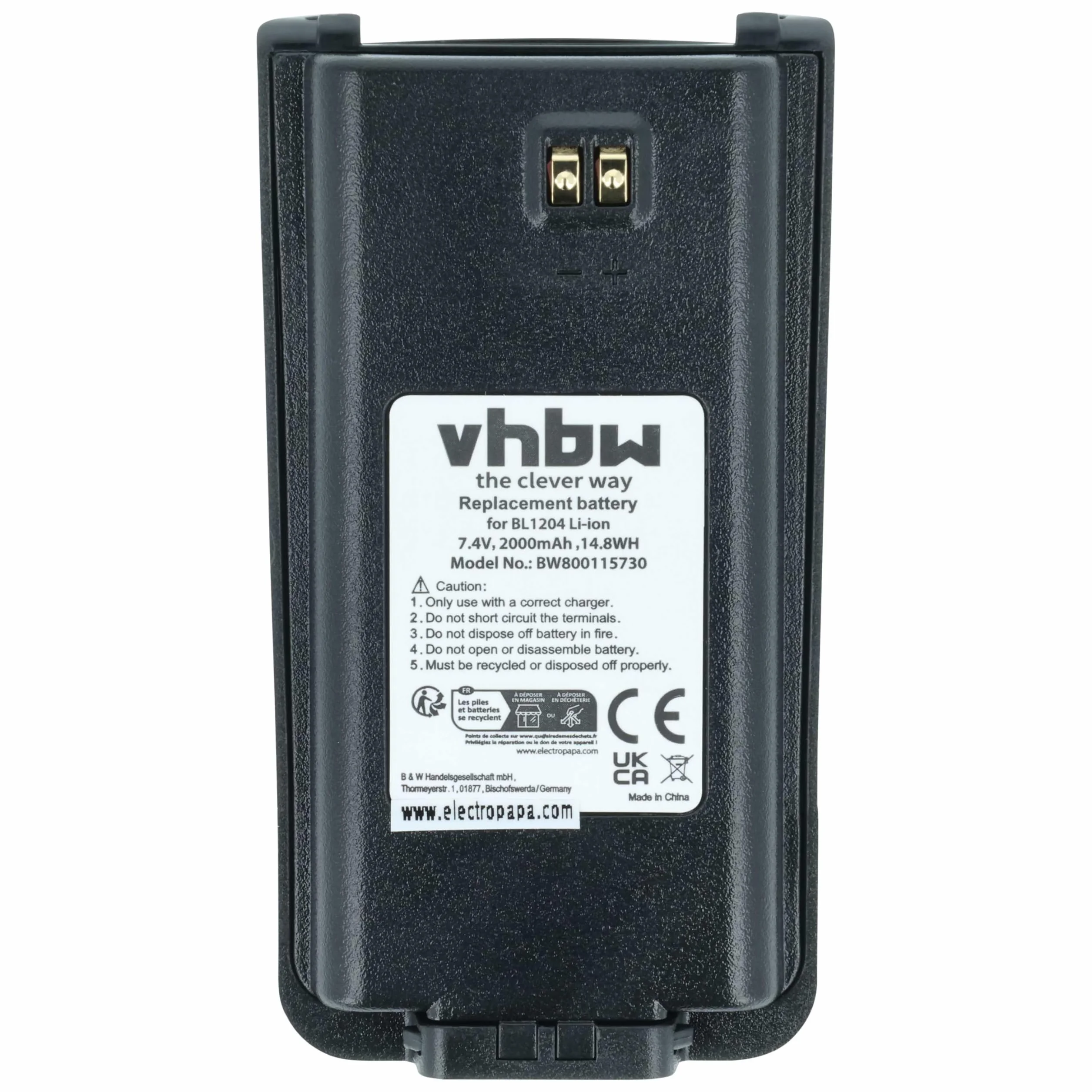 vhbw akumulator litowo-jonowy 2000 mAh (7,4 V) pasuje do radiotelefonu, Walkie Talkie HYT/Hytera TC-610, TC-610P, TC-610S, TC-618, TC-620, TC-626