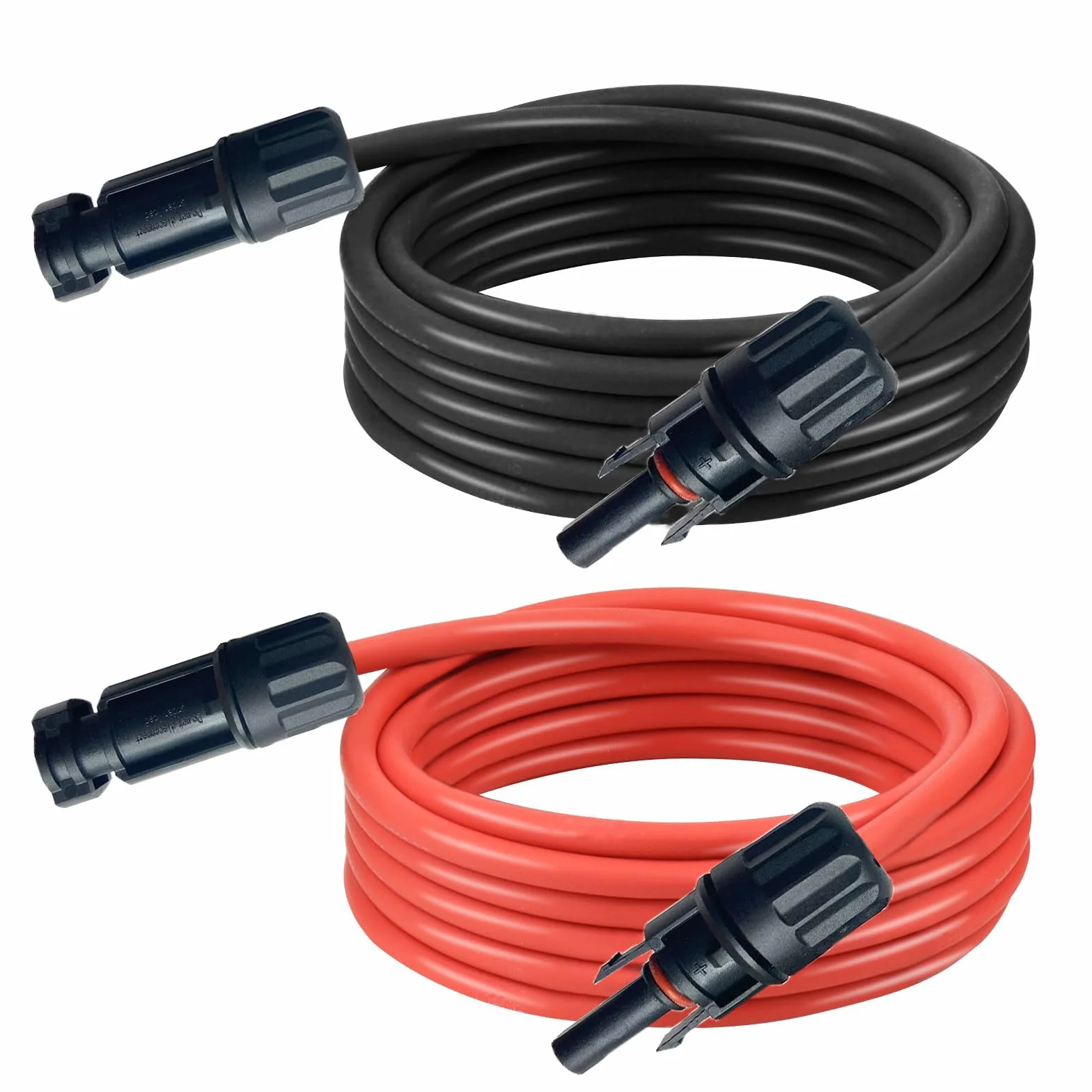 Kabel solarny 4 mm², 5 m, przedłużacz solarny z wtyczką solarną, kabel PV czerwony/czarny, kabel fotowoltaiczny, cynowana miedź, oznaczony, do instalacji solarnych PV