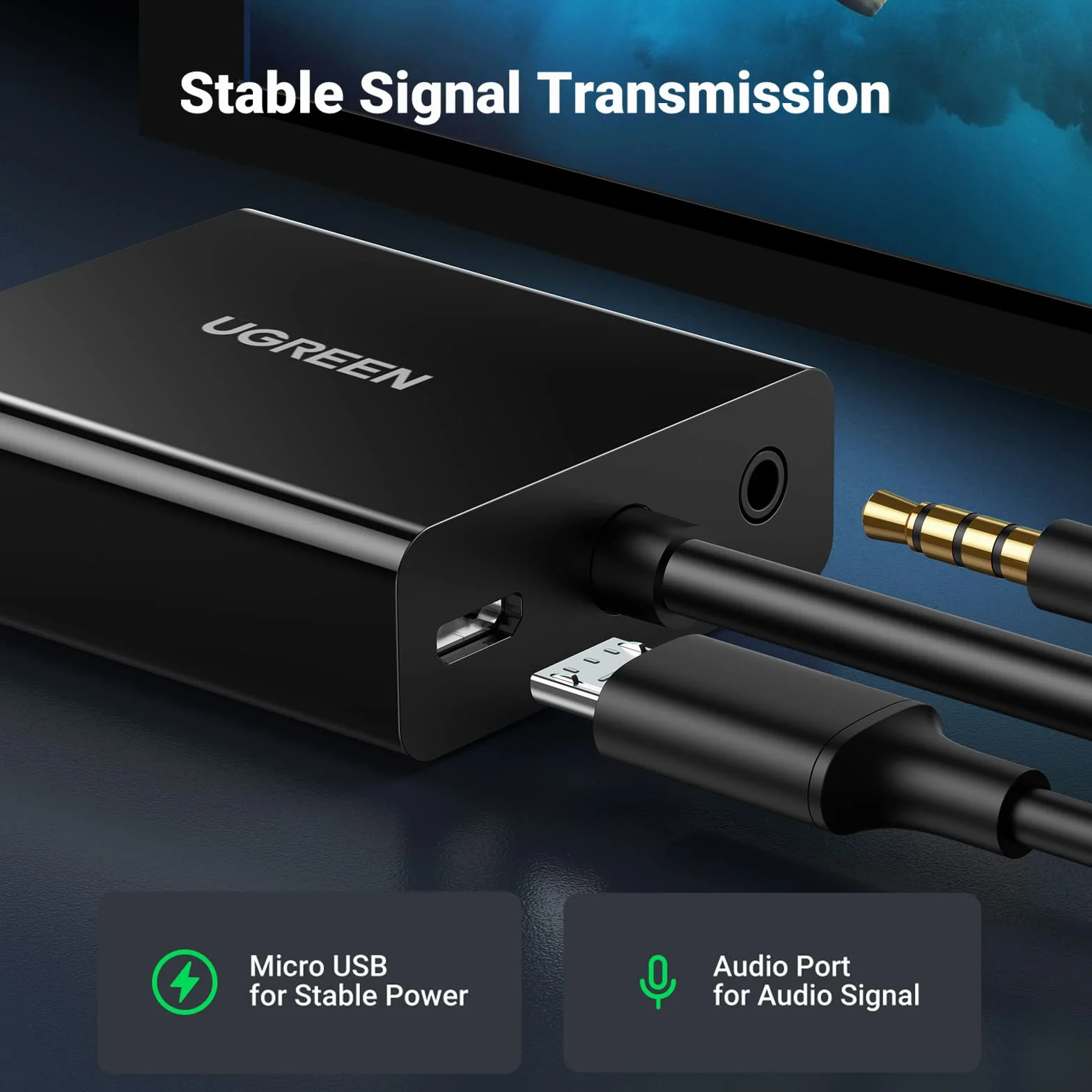 UGREEN Adapter HDMI żeński na męski VGA 1080P HDTV do TV Stick, TV Box