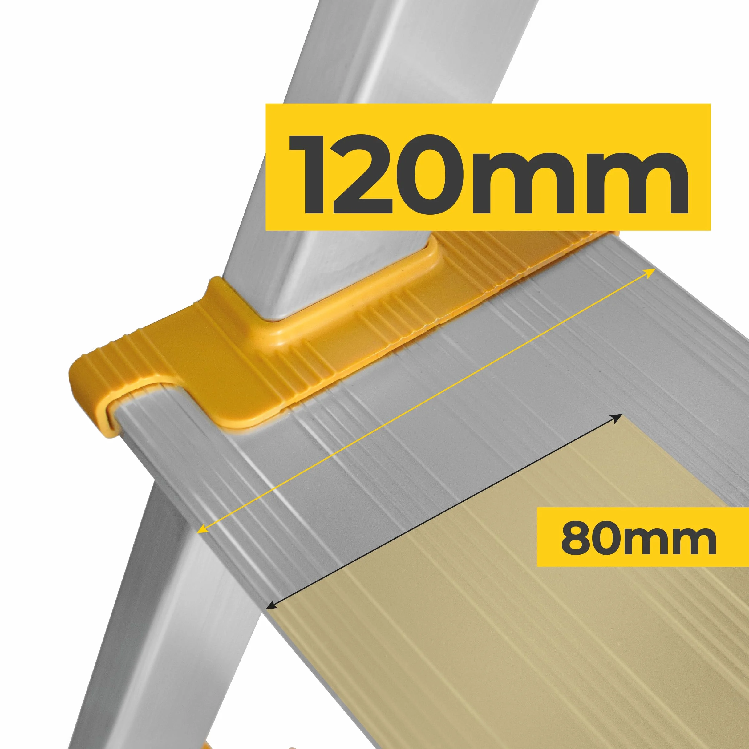 DRABEST Drabina schodkowa 5 stopni Składana - Drabina aluminiowa - Stabilna drabina składana z półką i szerokimi stopniami - 120 mm, antypoślizgowa - Drabina do użytku domowego i pracy - do 150 kg