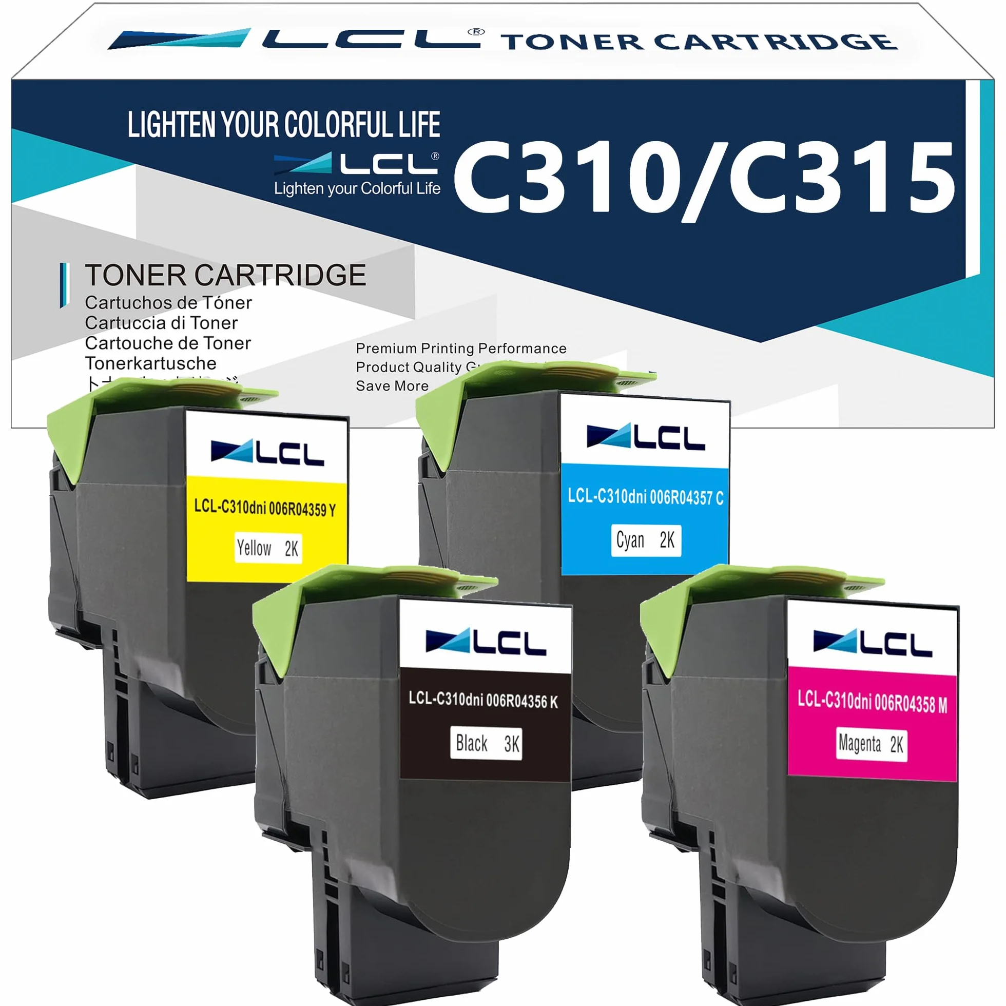 LCL Toner kompatybilny z Xerox C310 C310DNI C310DNIM C315 C315DNI 006R04356 006R04357 006R04358 006R04359 (4-pak KCMY) 310DNININI C310DNIM C315 C315DNI Printers