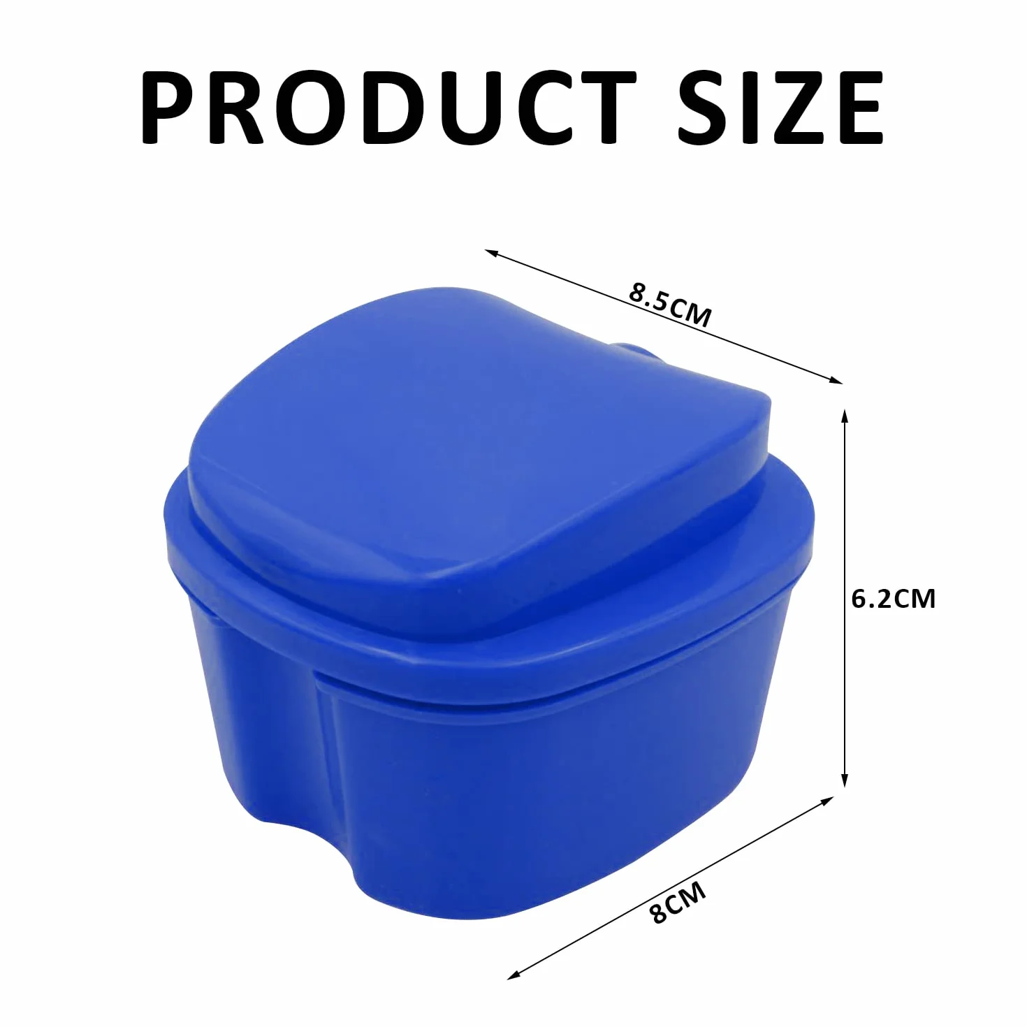 2 plastikowe pudełka do przechowywania protez (ciemnoniebieskie i jasnoniebieskie), pudełko do przechowywania i czyszczenia aparatów ortodontycznych, pudełko do kąpieli i pielęgnacji protez z filtrem