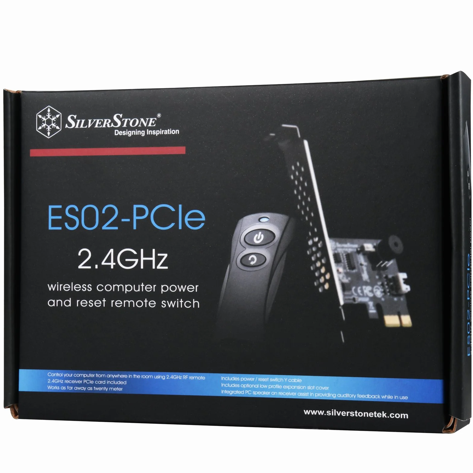SilverStone SST-ES02-PCIe - 2.4G pilot zdalnego sterowania do PC Power/Reset, wbudowany głośnik PC, PCIe