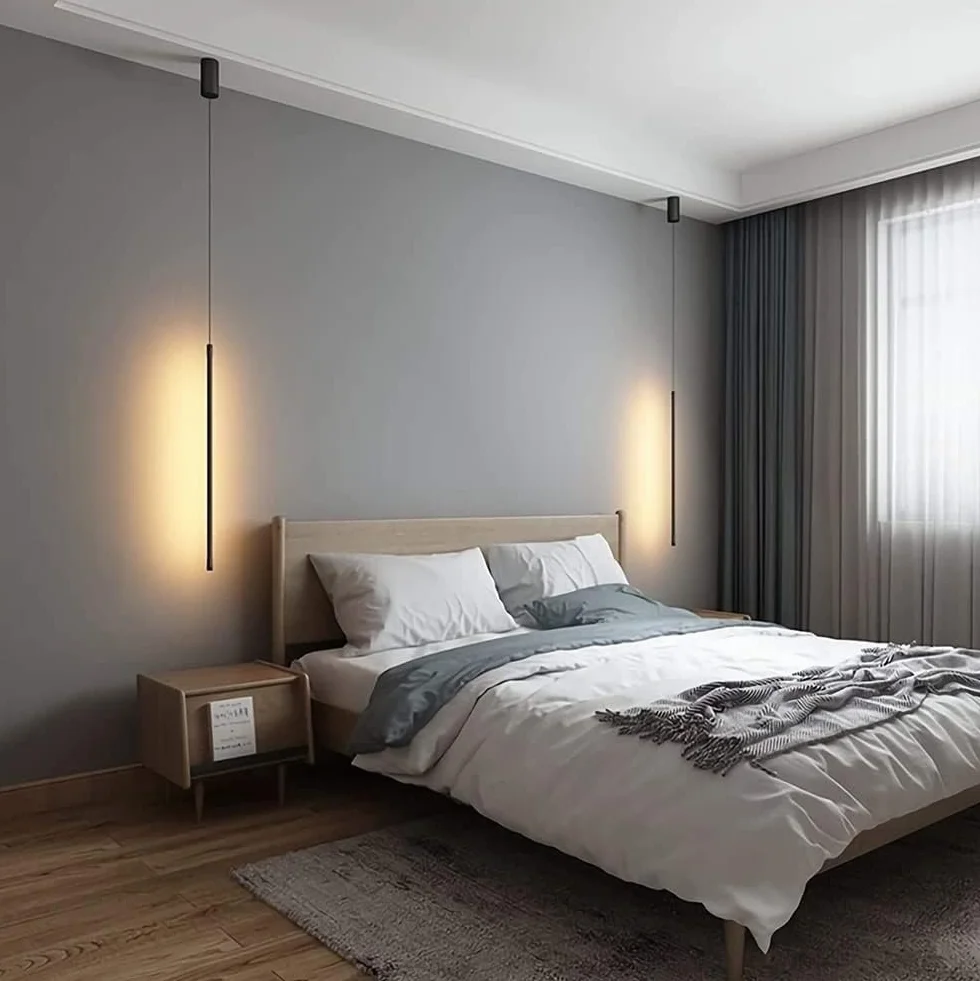 Lampa wisząca czarna liniowa długa rurka nowoczesna minimalistyczna lampa wisząca Led oprawa sufitowa typu Downlight żyrandol oprawa oświetleniowa do sypialni nocna dekoracja ścienna do telewizora (C