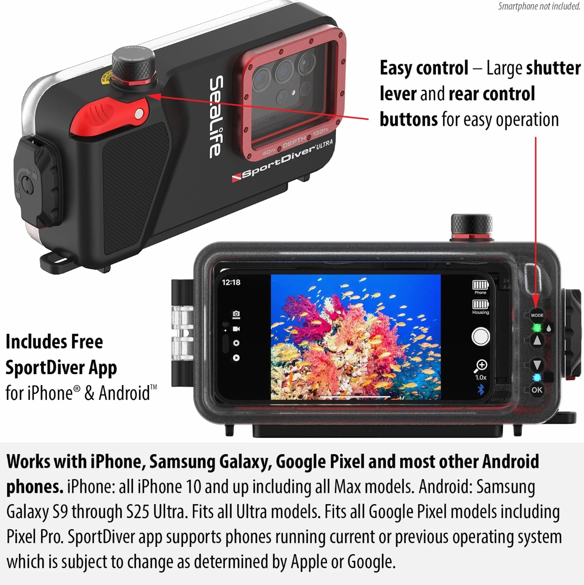 SeaLife SportDiver Ultra obudowa do smartfona 2500 lumenów wodoodporna fotografia