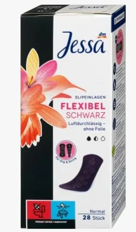 Jessa Wkładki higieniczne, normalne, czarne, elastyczne, 1 x 28 szt