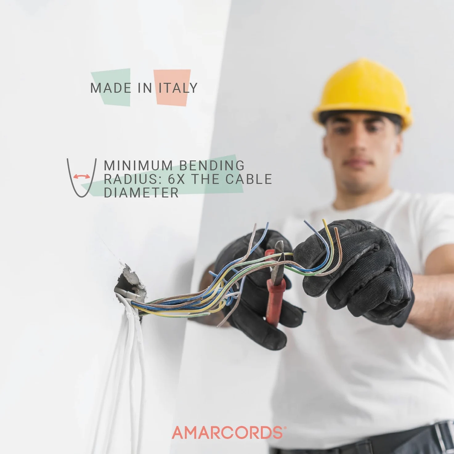Amarcords - Trójbiegunowy przewód elektryczny sekcja 3x1mm kolor CZARNY. Okrągły kabel zasilający typu H05VV-F, 50 metrów