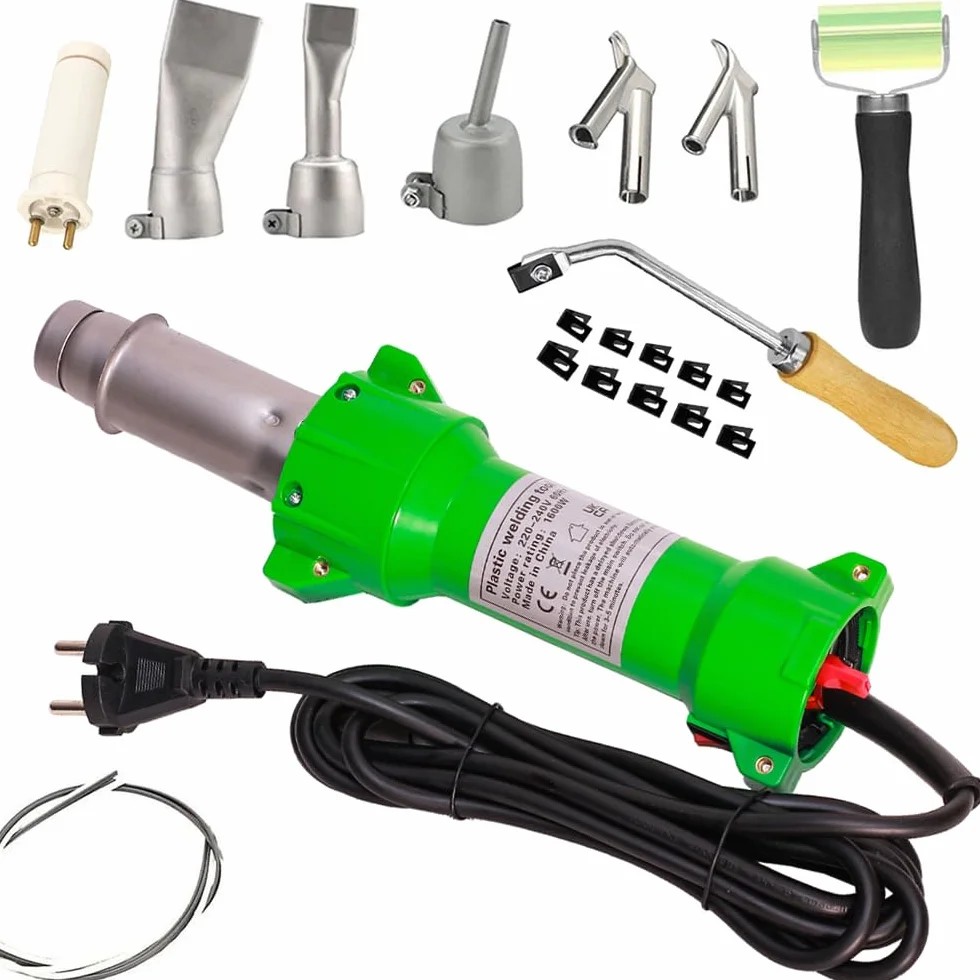 1600 W termiczny pistolet spawalniczy do spawania tworzyw sztucznych lutownica na gorące powietrze, z dyszami, ze światłem LED, przenośny rowek do slootingu, dysza do szybkiego spawania