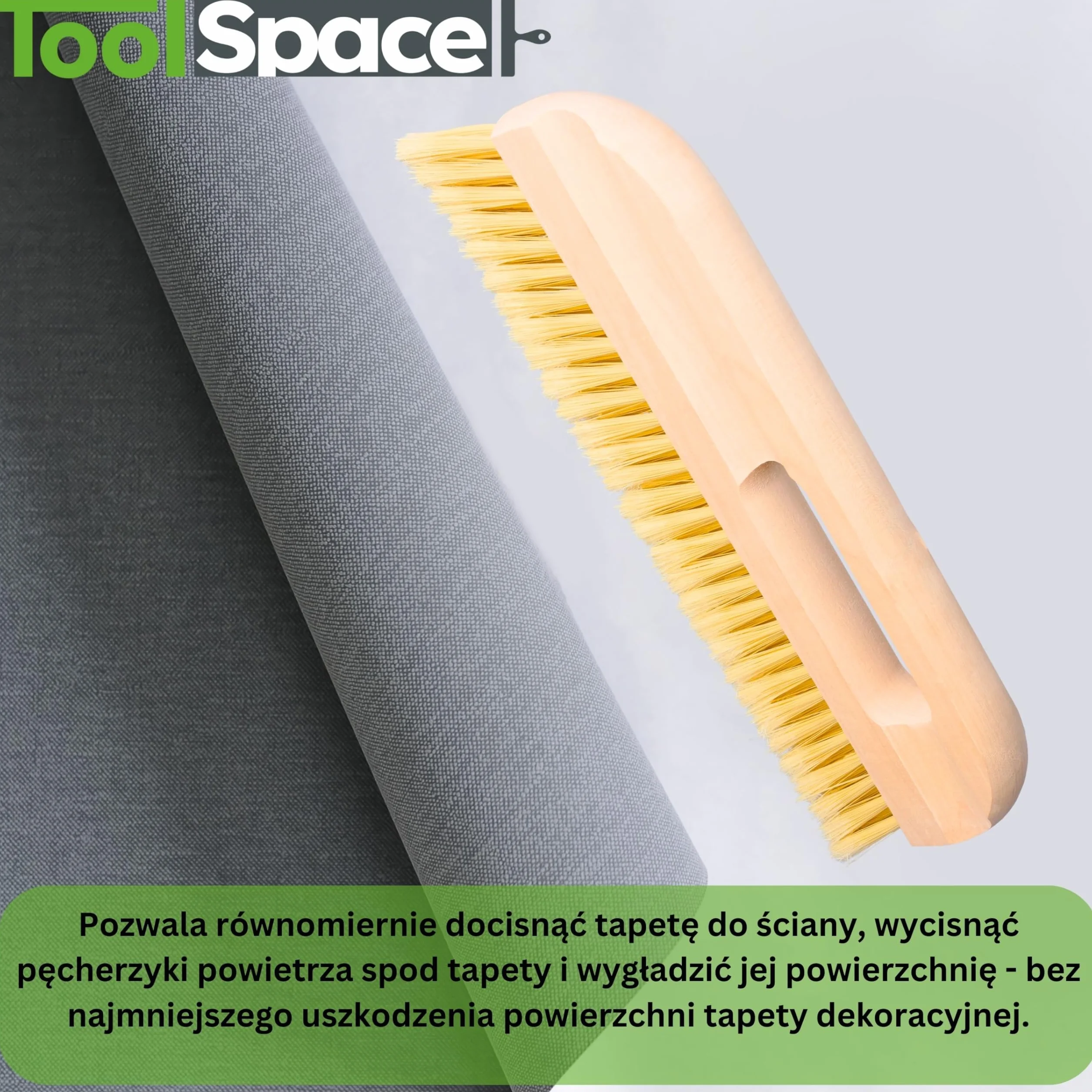 ToolSpace Szczotka do Tapetowania 30 cm Wąska – Szczotka do Wygładzania tapet – Drewniana Ergonomiczna Rączka – Narzędzie do tapet – Szczotka do kleju – Efektywne wygładzanie – Akcesorium do Renowacji