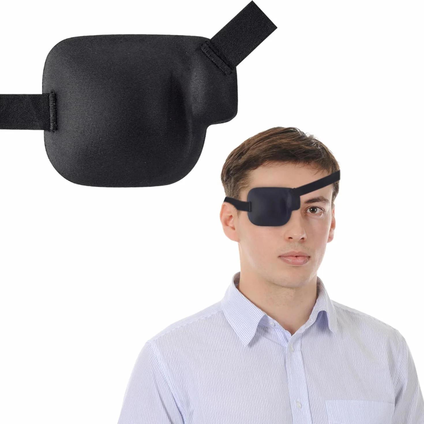 Opaska na oczy 3D dla lewych i prawych dorosłych regulowana opaska na oczy medyczna dla leniwych dużych czarnych (prawe oko)