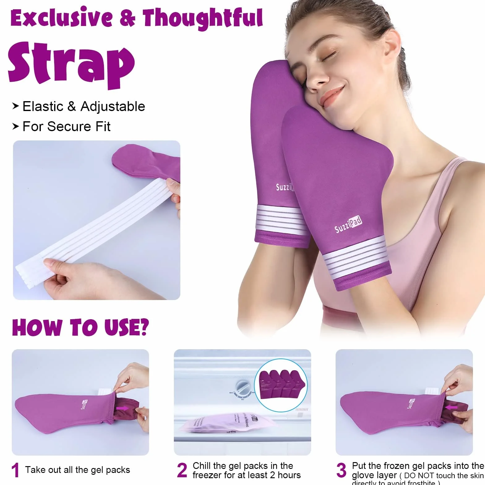 SuzziPad Foot Ice Pack Zimne skarpety i zimne rękawiczki do chemioterapii neuropatii, artykuły komfortowe dla pacjentów po chemioterapii, ulga w neuropatii, terapia zimnem rąk, terapia zimnem stóp, L,
